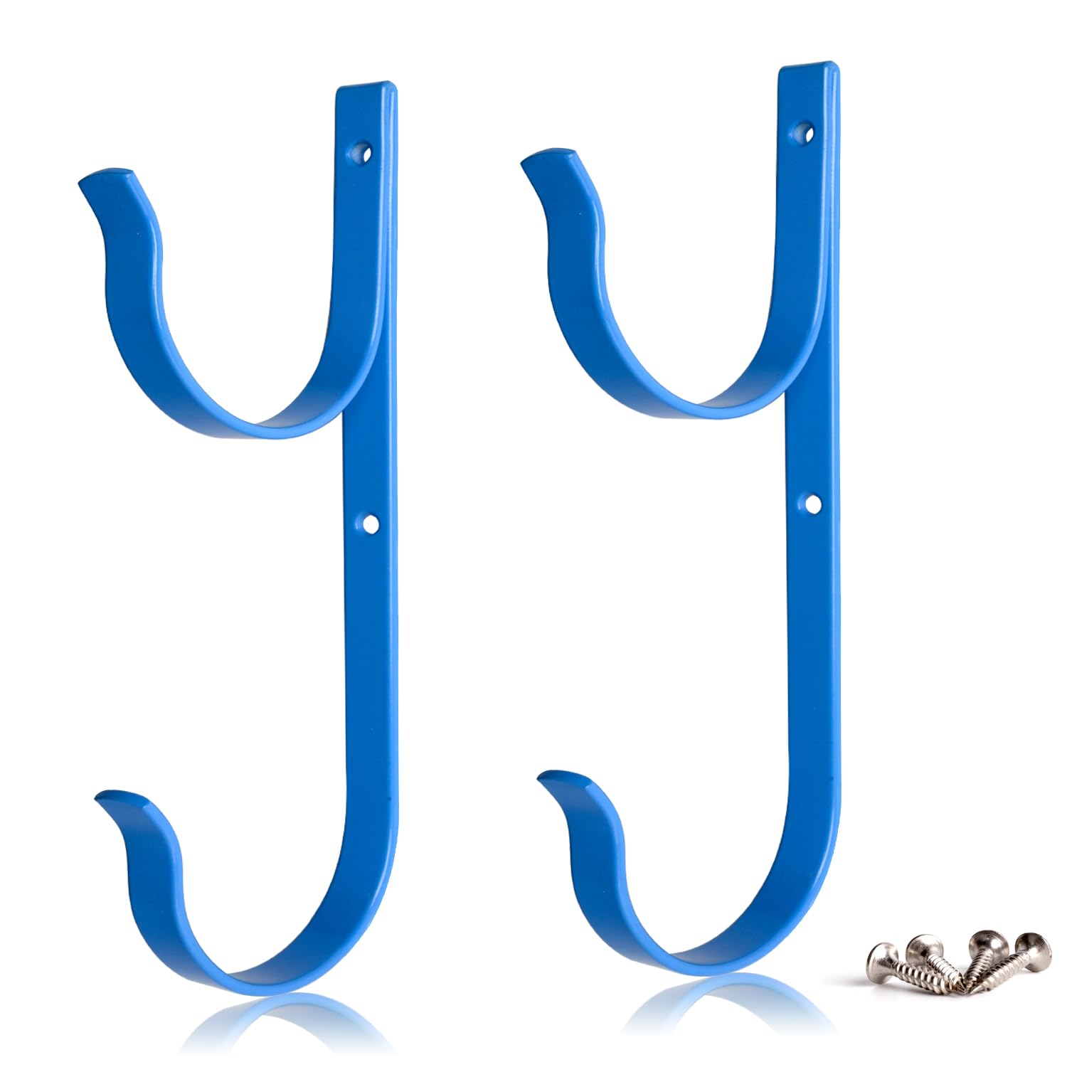 **Heavy Duty Blue Aluminum Pool Pole Hangers (2-Pack) with Screws – Durable Hooks for Swimming Pool Telescopic Poles, Skimmers, Nets, Brushes & Vacuum Hose – Perfect for Pool Maintenance & Garden Equipment Storage**    *(Ideal for organizing pool tools, keeping your backyard tidy, and ensuring easy access to cleaning equipment!)*