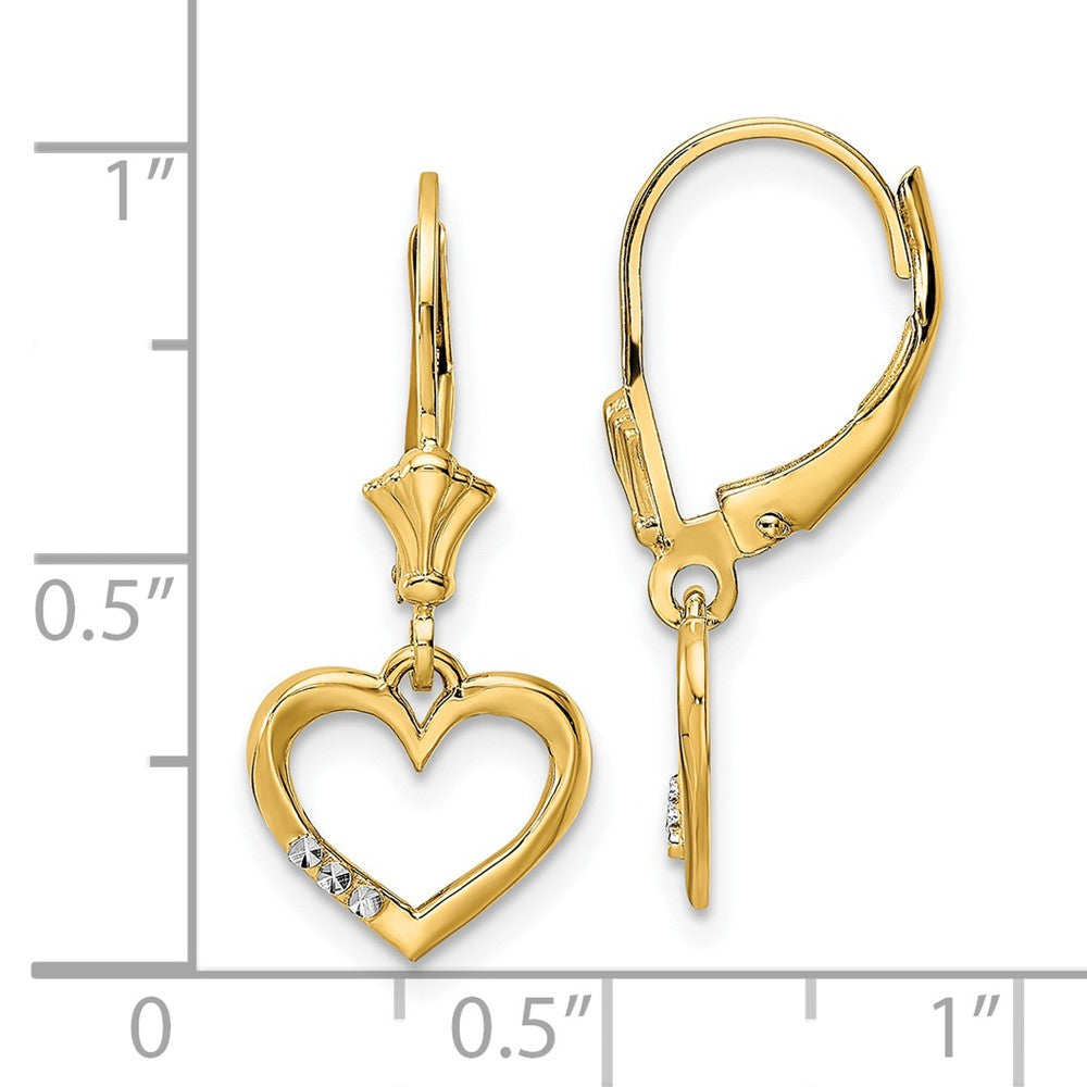 Gold Diamond Cut Heart Leverback Earrings TM805 - Elegant Dangle Earrings for Women, Perfect for Valentine's Day, Anniversary, Wedding & Special Occasions