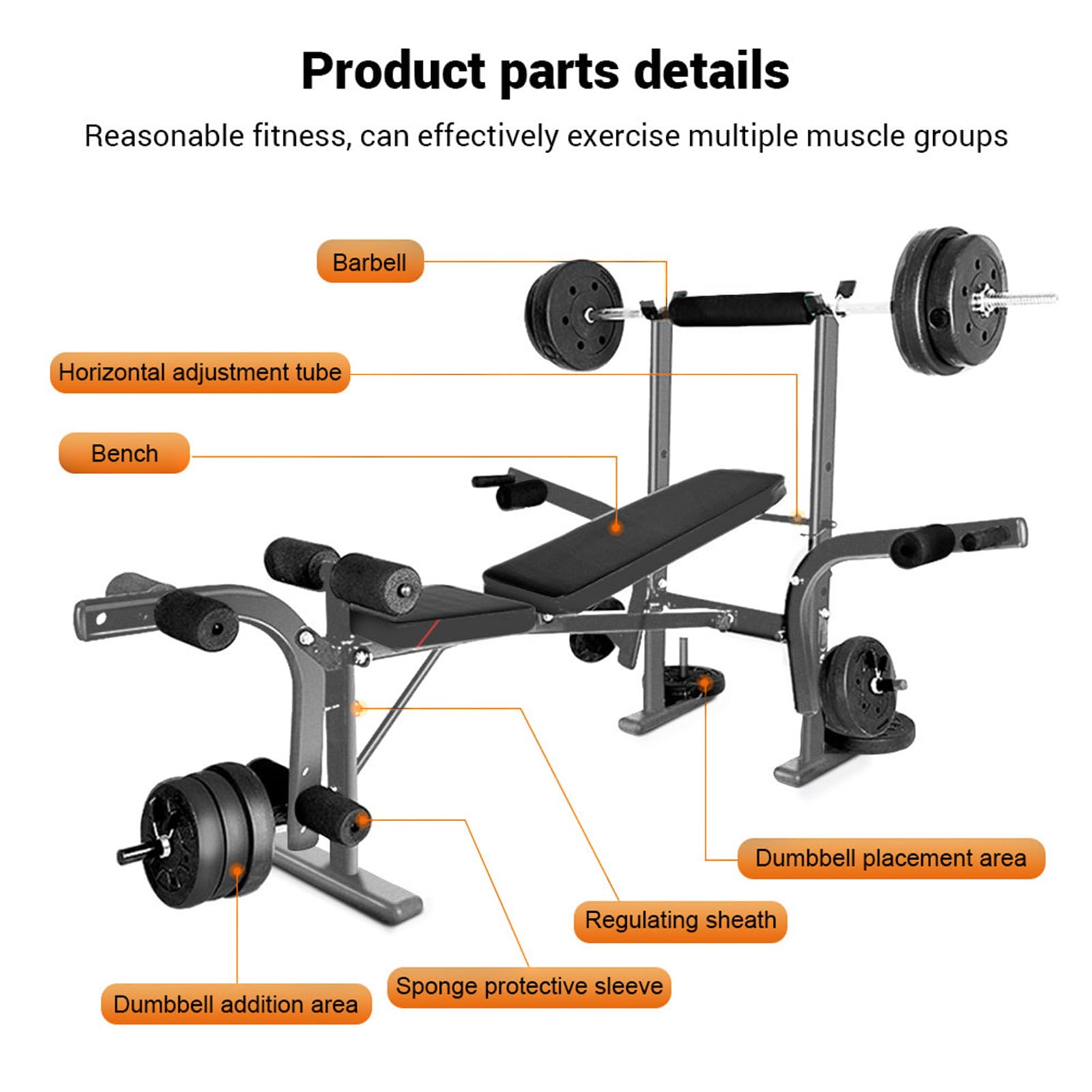 6-in-1 800LBS Adjustable Olympic Weight Bench Set - Foldable Home Gym Equipment with Preacher Curl Pad & Leg Developer - Heavy Duty Workout Bench for Strength Training, Weightlifting & Home Fitness