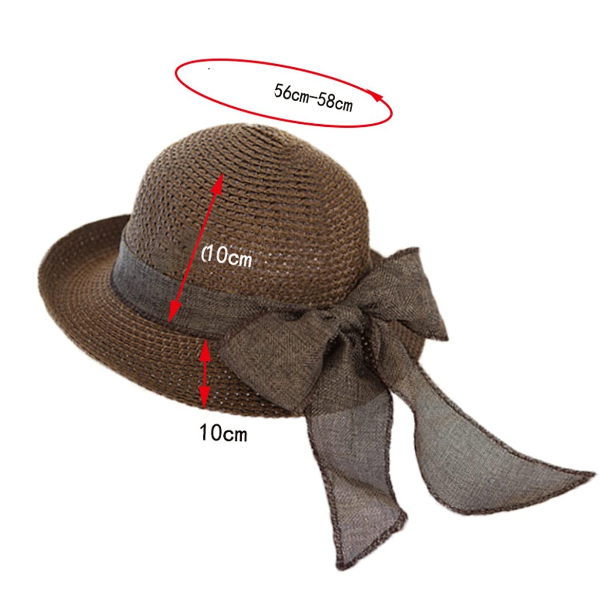 Women's Foldable Straw Sun Hat - Wide Brim Floppy Cloche Summer Sunbonnet (Blue, One Size) | Perfect for Beach, Garden, Travel & Outdoor Activities