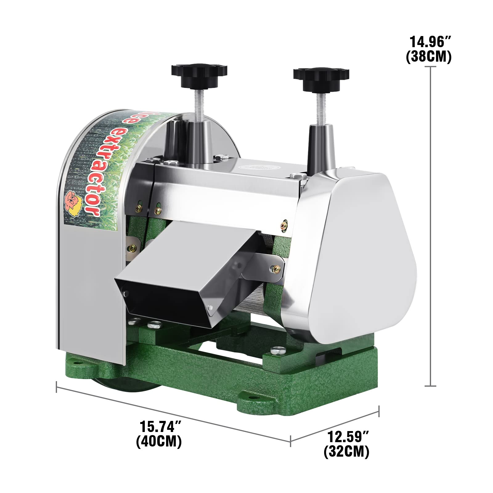 Professional Stainless Steel Manual Sugarcane Juice Machine - 110LBS/Hour Output, 2