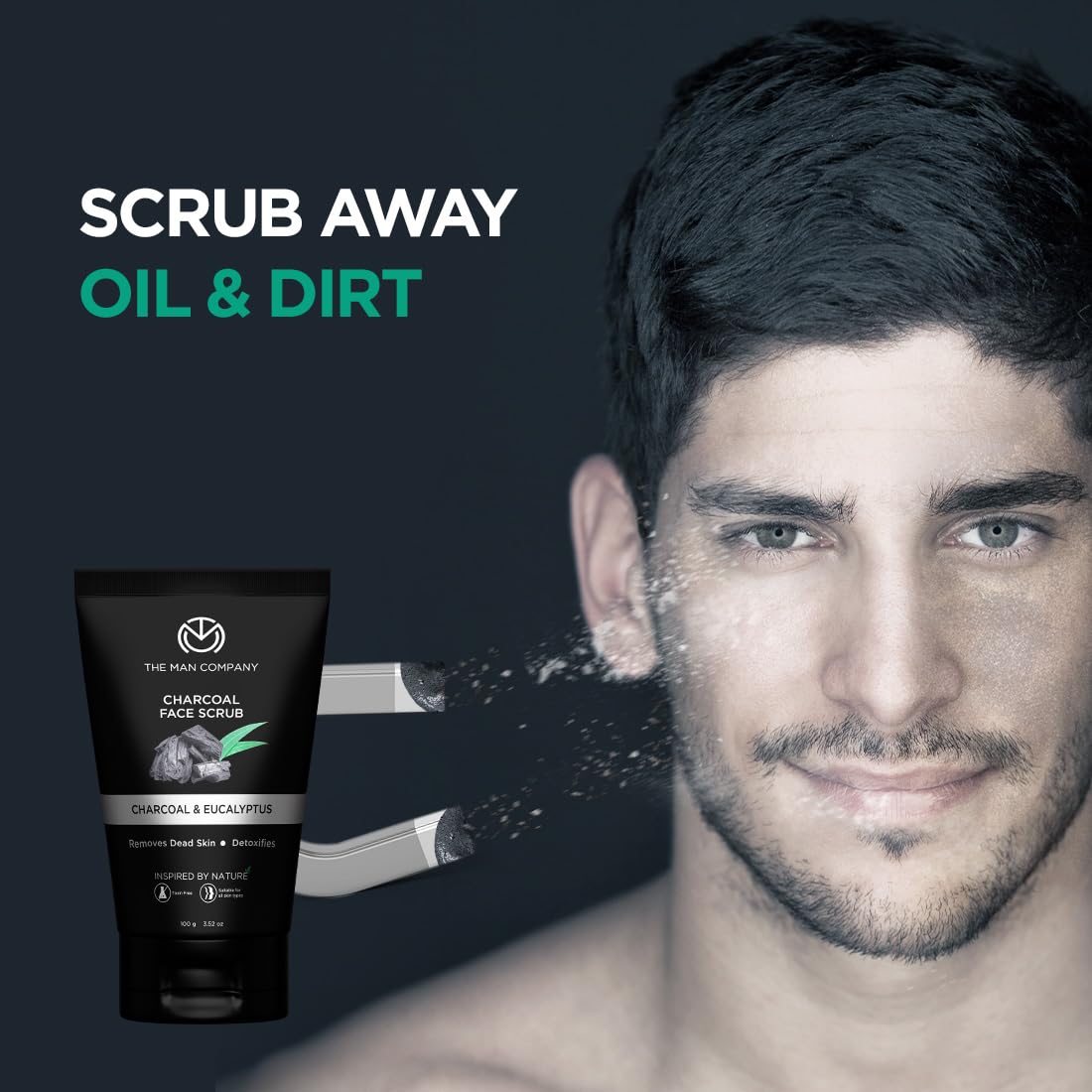 The Man Company Charcoal Face Scrub & Wash - Deep Cleansing Pore Minimizer, Exfoliating Anti-Acne Treatment, Blackhead Remover & Skin Brightener for Men | Daily Skincare Routine & Post-Shave Care
