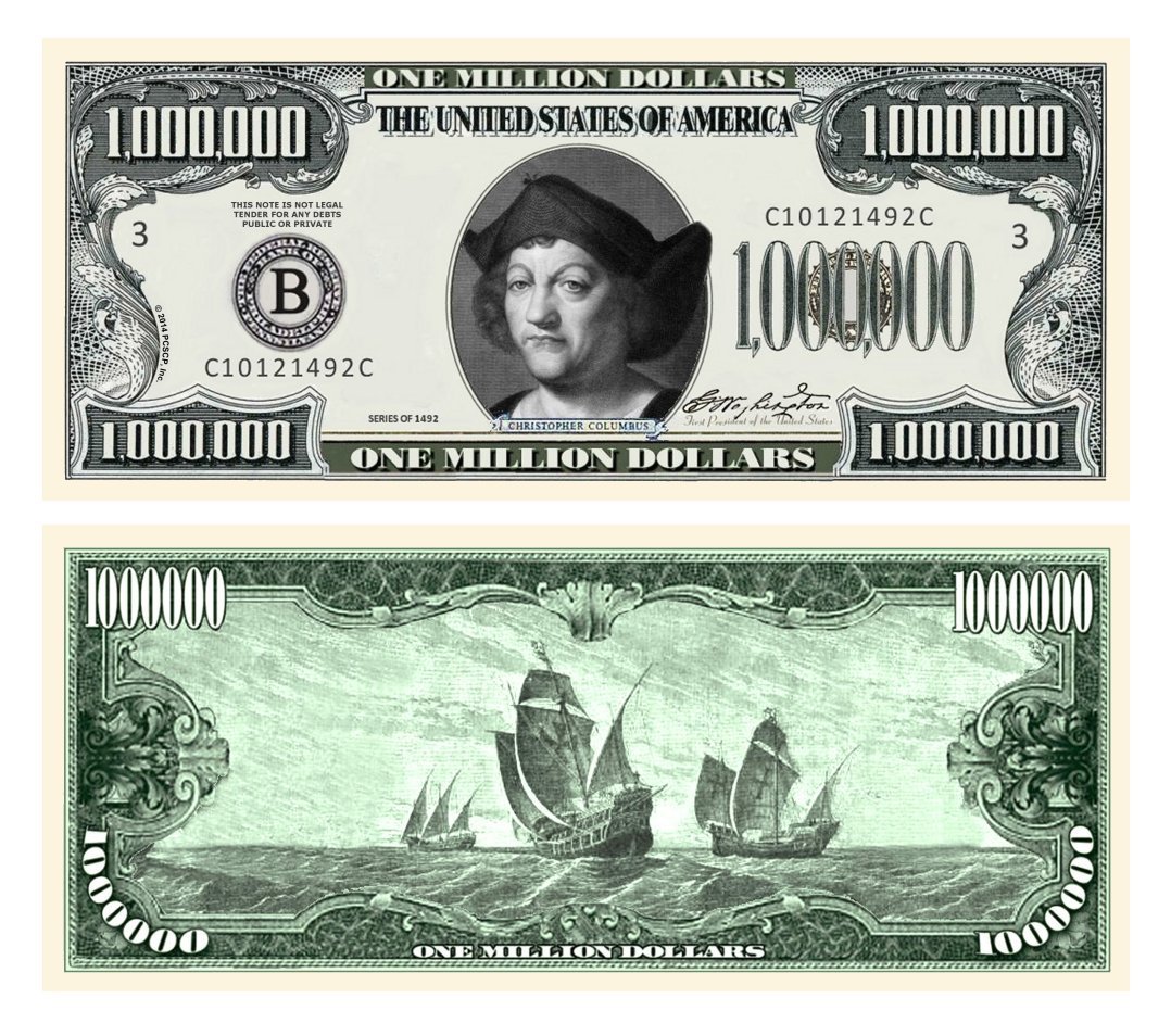 Funny Fake Million Dollar Bill Set - 10 Pack with Bonus Christopher Columbus Bill | Novelty Money for Birthday Parties, Gag Gifts & Prank Props
