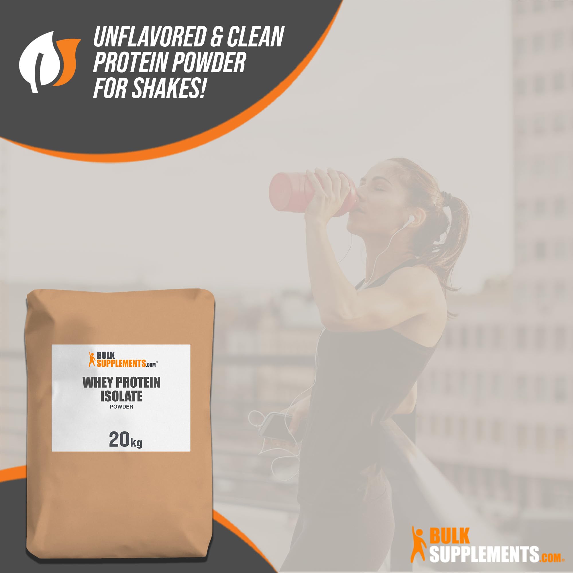 BulkSupplements.com Whey Protein Isolate Powder - Unflavored, Gluten Free, 30g Protein per Serving, 20kg (44 lbs) - Perfect for Post-Workout Recovery, Muscle Building & Baking Recipes