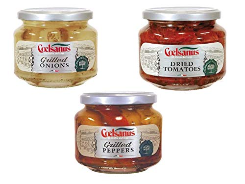 Premium Grilled Onions, Sun-Dried Tomatoes & Peppers in Olive Oil - Authentic Italian Coelsanus (12 oz) | Perfect for Salads, Pasta & Charcuterie Boards