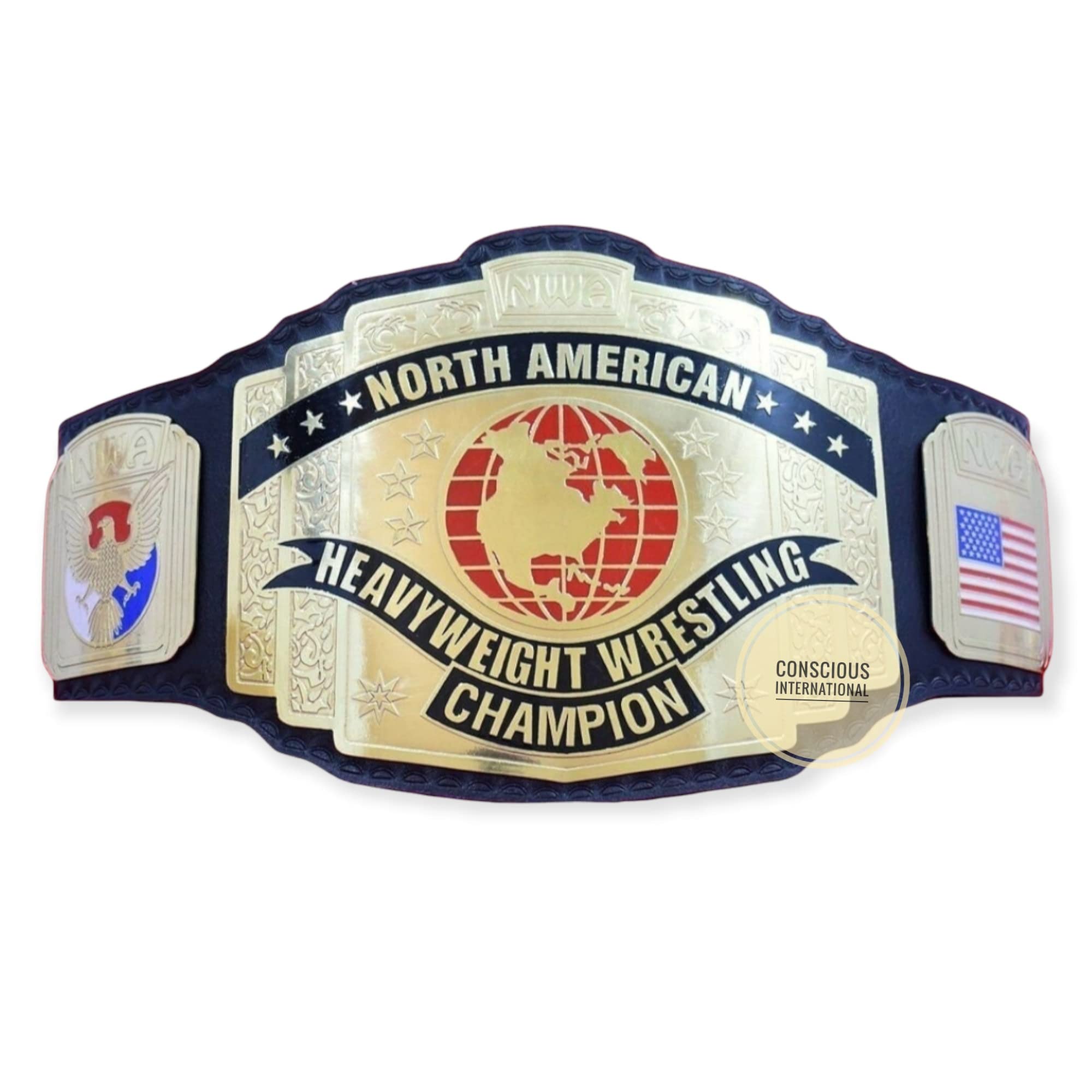 NWA North American Wrestling Heavyweight Championship Belt - Adult Size Replica - Black - One Size - Perfect for Wrestling Fans, Collectors & Cosplay Events