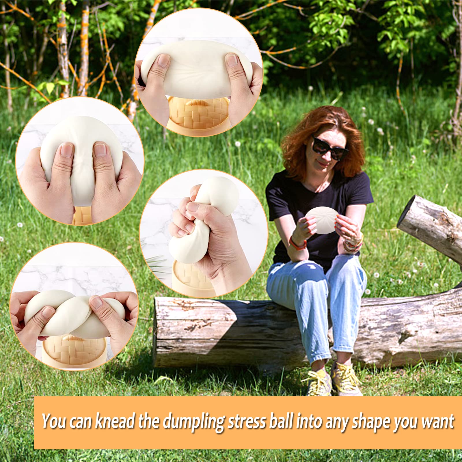 Squishy Dumpling Stress Ball Toy - Soft TPR Fingertip Sensory Toy with Dough-Like Filling for Stress Relief & ADHD - Fun Squishy Balls for Kids & Adults - Perfect for Classroom Prizes, Party Favors, Office Desk Toys, and Anxiety Relief Gifts
