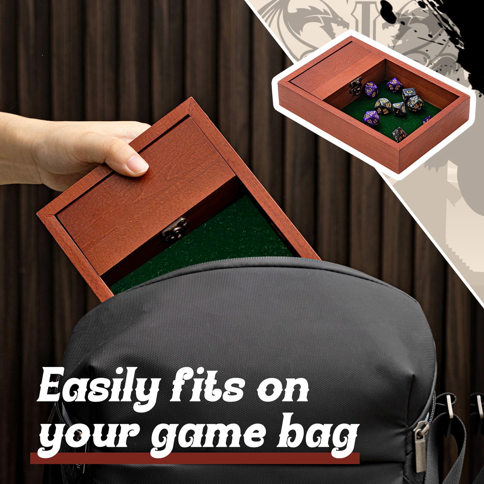 Premium Wooden Dice Tray with Storage Box - 5.5