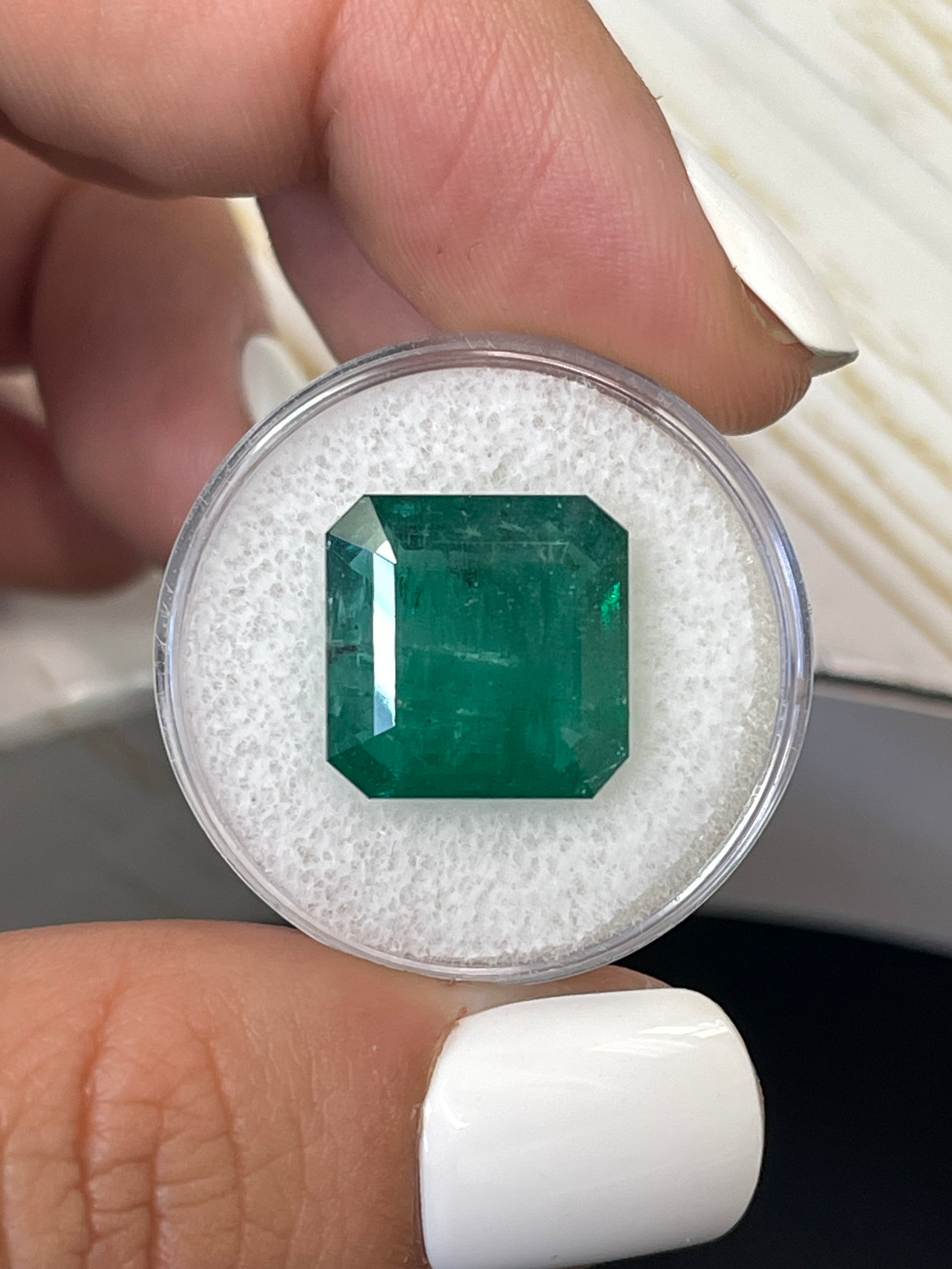 10.02 Carat Natural Zambian Emerald - 13.5x13.5mm Loose Dark Green Gemstone for Jewelry Making, Engagement Rings & Luxury Gifts