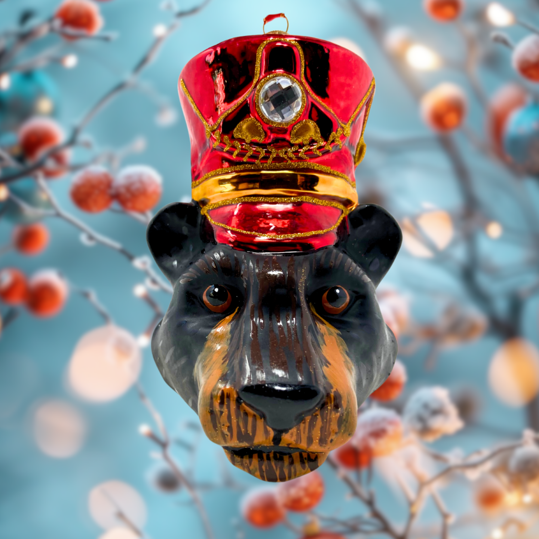 Handmade Bear Head Blown Glass Christmas Ornament - Unique Holiday Tree Decoration for Christmas, Winter, and Home Décor - Perfect for Gifts, Parties, and Festive Celebrations