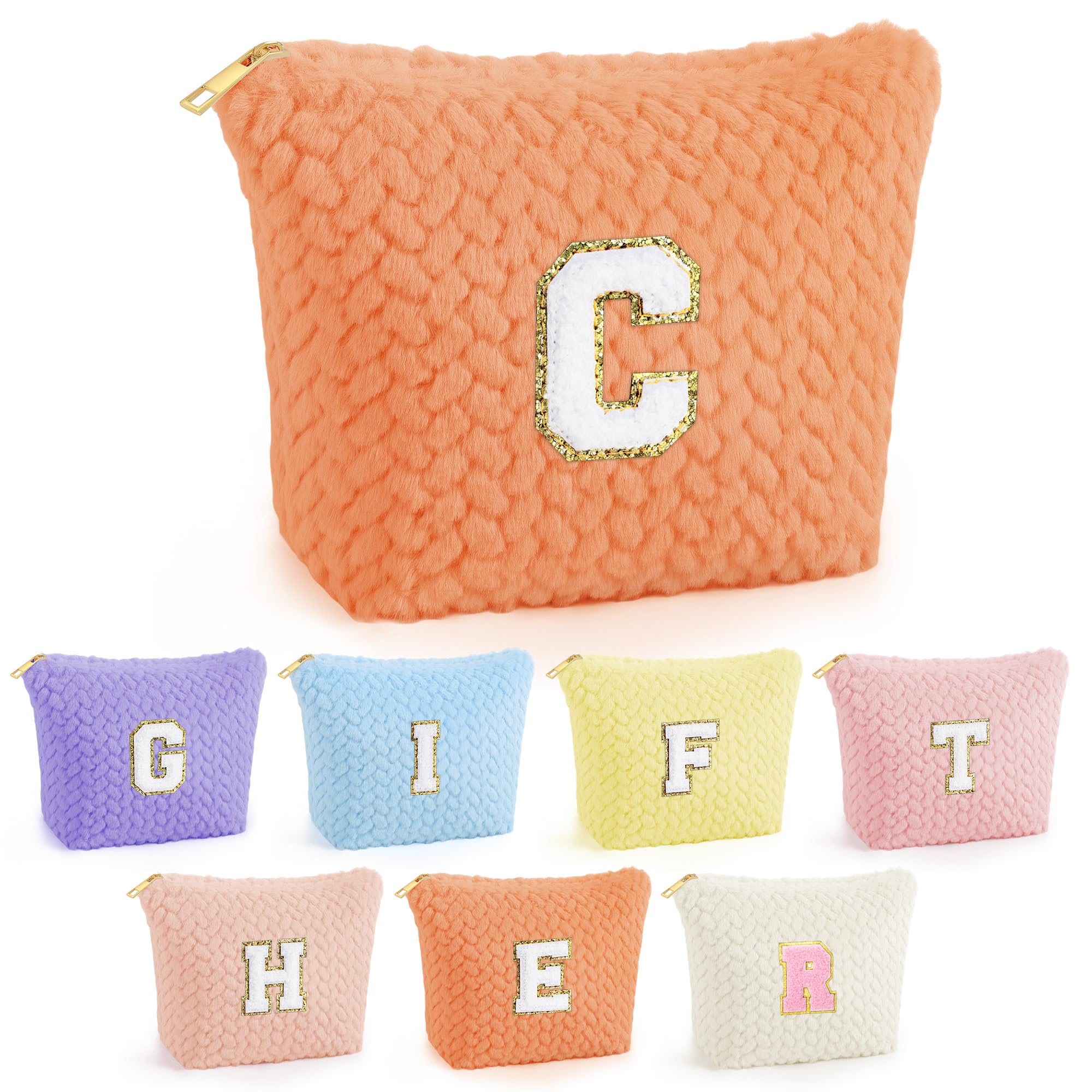 YOOLIFE Monogrammed Makeup Bag - Personalized Cosmetic Pouch & Travel Toiletry Case for Women | Graduation Gift for College Friends | Inspirational Present in Orange | Perfect for Daily Use, Travel & Gifting