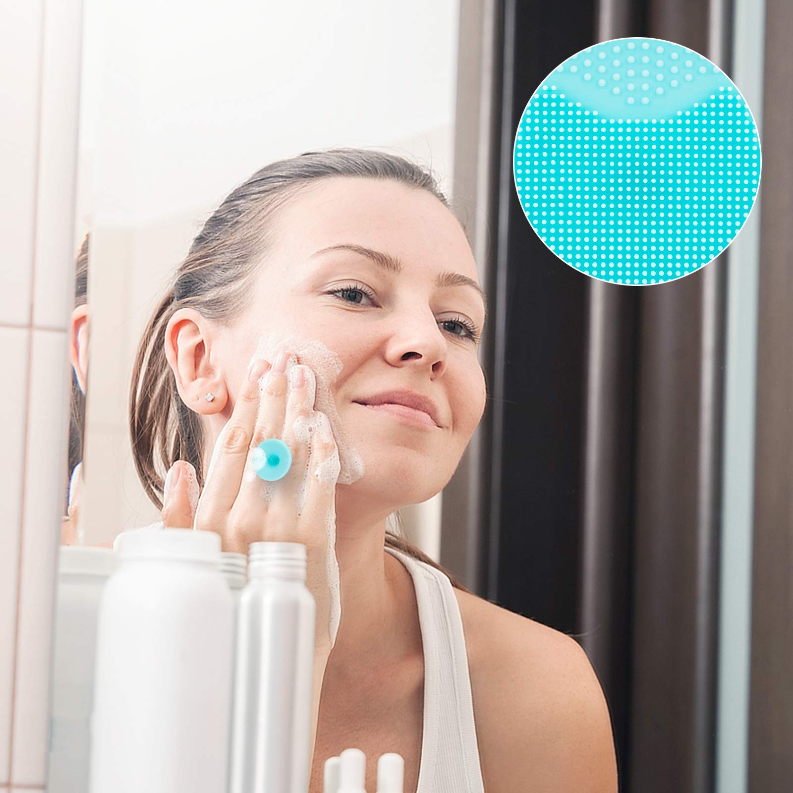 4 Pack Silicone Facial Cleansing Brush - Soft Face Scrubber & Exfoliator for Blackhead, Acne & Pore Cleaning | Gentle Skin Care Tool for Daily Face Wash & Deep Cleansing Routine (Perfect for Sensitive Skin & Cradle Cap Treatment)