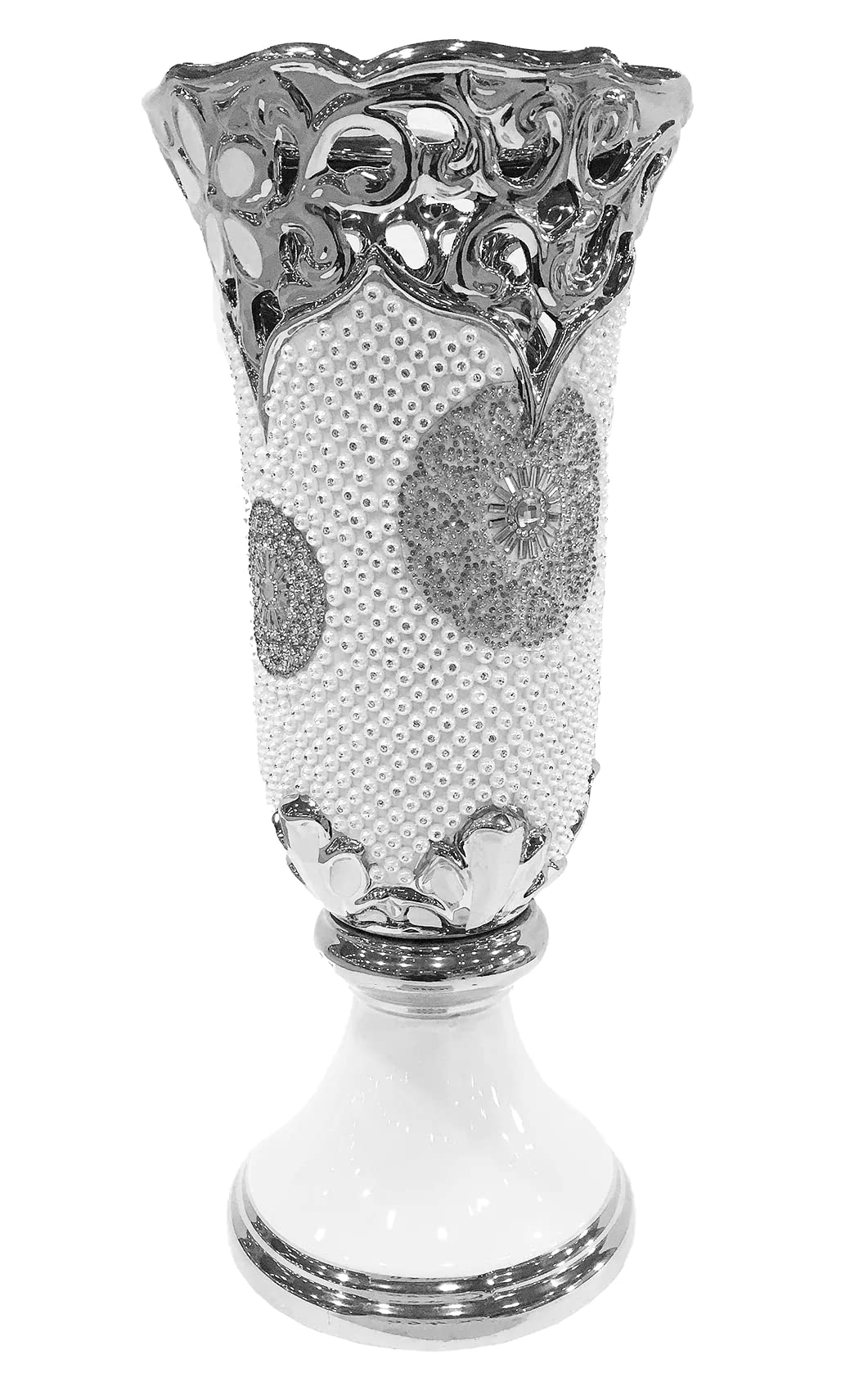 ADORE THE DECOR™ 16 Inch Ceramic Beaded Vase - Handmade Decorative Flower Vase for Home Decor, Wedding Centerpiece & Boho Chic Interior Design