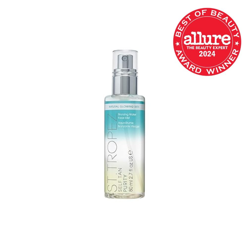 St. Tropez Self Tan Purity Face Mist - Vegan & Cruelty Free Tanning Spray with Hyaluronic Acid & Antioxidants for Natural Sunkissed Glow, 2.7 Fl Oz - Perfect for Sunless Tanning, Daily Skincare & Pre-Vacation Prep