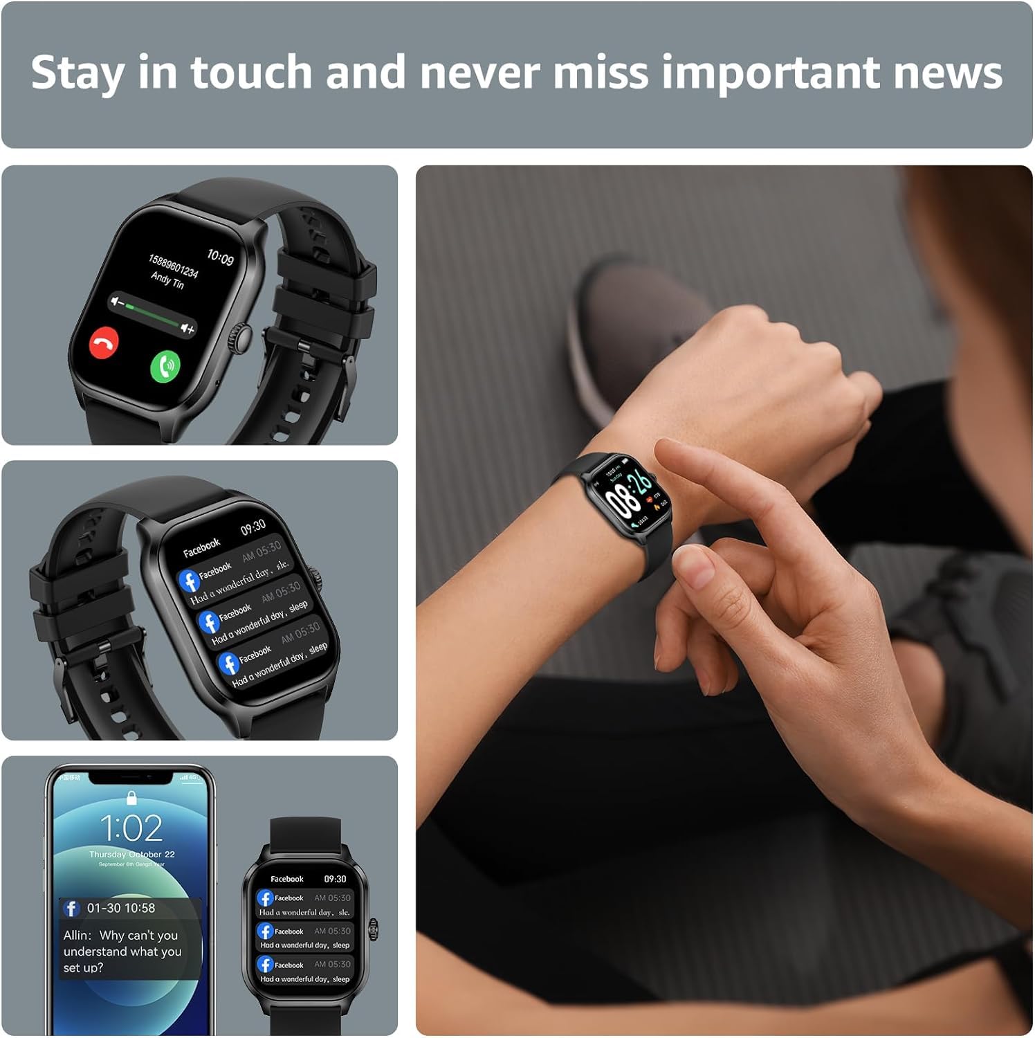 AcclaFit Smart Watch for Android & iPhone - 2.01