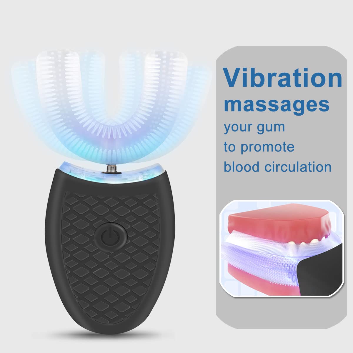 Ultrasonic Electric Toothbrush for Adults - U-Shaped Automatic Toothbrush with 360° Whole Mouth Cleaning, Teeth Whitening, Hands-Free & Rechargeable, IPX7 Waterproof - Perfect for Travel, Home & Office Use