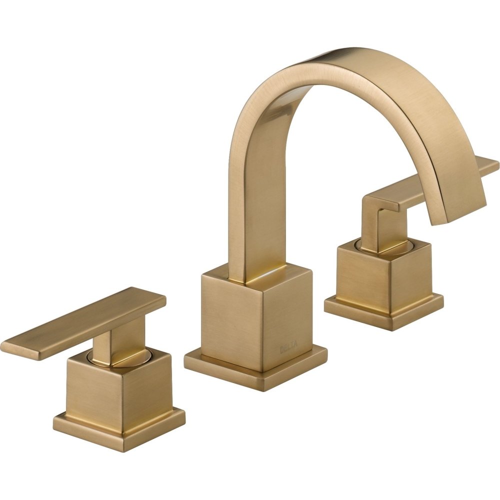 Delta Vero 3-Hole Widespread Bathroom Faucet in Champagne Bronze - High Arc Spout Bathroom Sink Faucet with Metal Drain Assembly - Perfect for Modern Vanities and Luxury Bathrooms (Model 3553LF-CZ)
