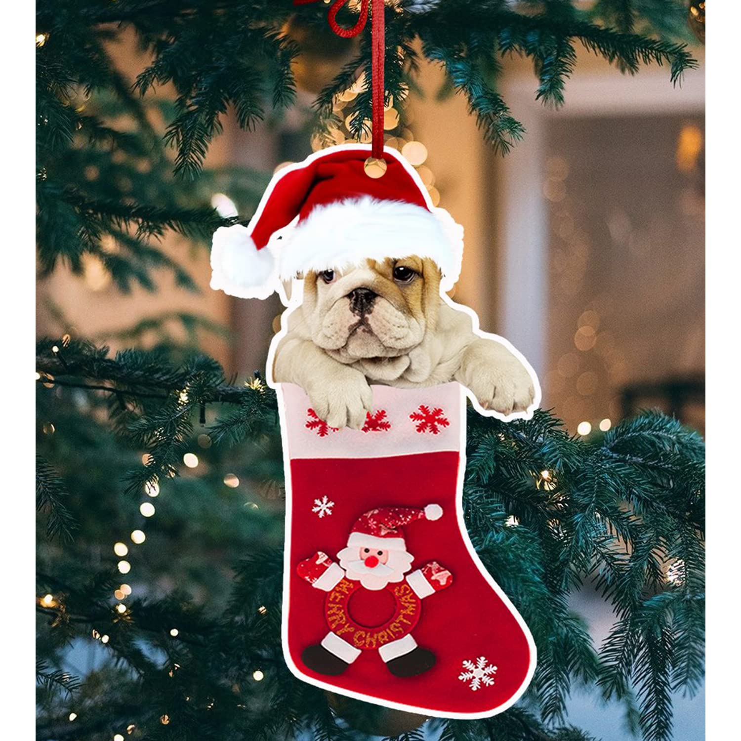 Bulldog Christmas Ornaments - Set of 30 Durable Mica Plastic Dog Xmas Tree Decorations | 10 Unique Hanging Trinkets for Holiday Pet Lovers | Perfect for Christmas Trees, Gift Exchanges & Dog-Themed Parties