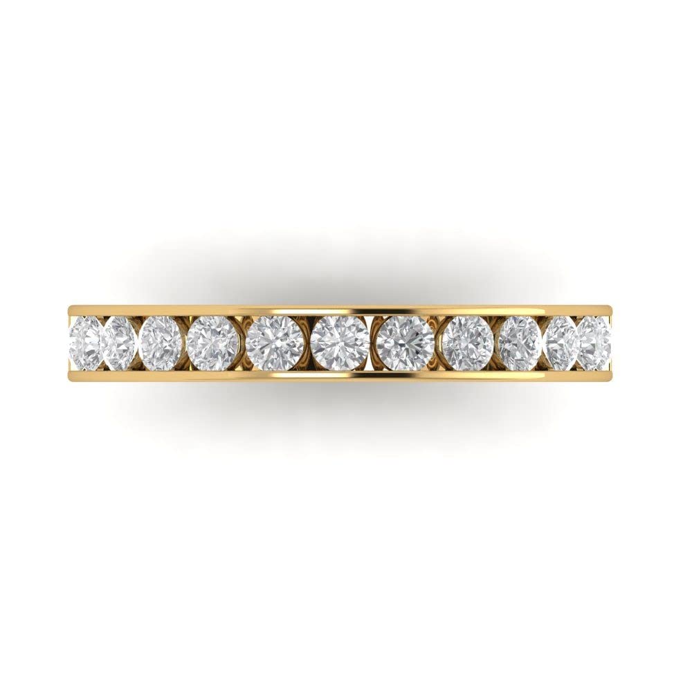 0.39 Carat Brilliant Round Cut Clear Simulated Diamond 14K Yellow Gold Stackable Wedding Band Ring - Perfect for Anniversary Gifts, Bridal Jewelry & Everyday Stacking