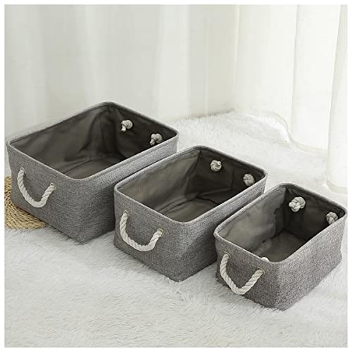3PCS Foldable Cube Storage Baskets - Linen Fabric Organizer for Pet Toys, Laundry, Office & Bedroom Closet - Space Saving Home Organization Solution for Kids' Rooms, Dorm & Nursery