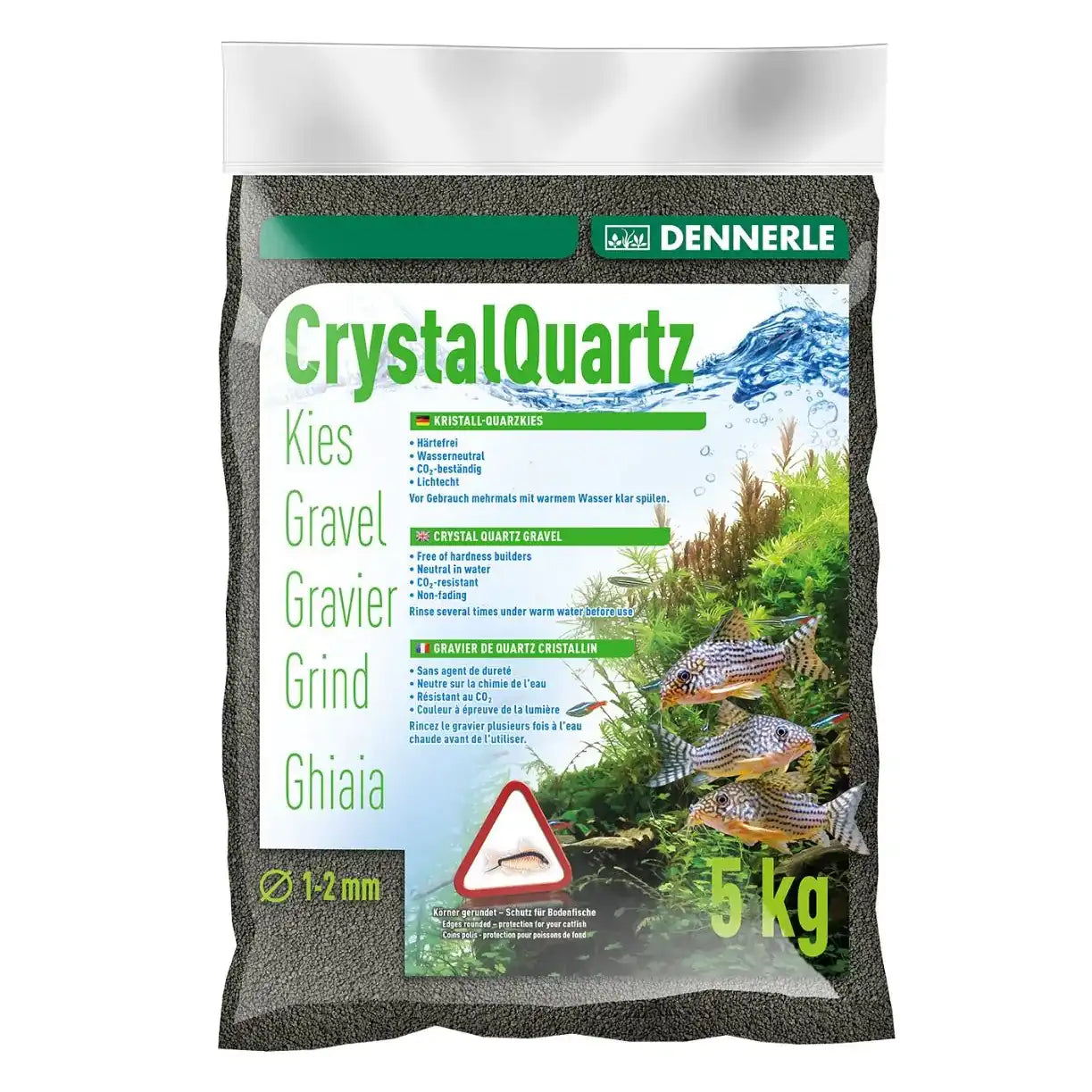 Dennerle Crystal Quartz Gravel 5kg - Premium Aquarium Substrate for Planted Tanks & Nano Aquascaping | Natural Decorative Sand for Fish Tanks, Shrimp Tanks & Betta Bowls