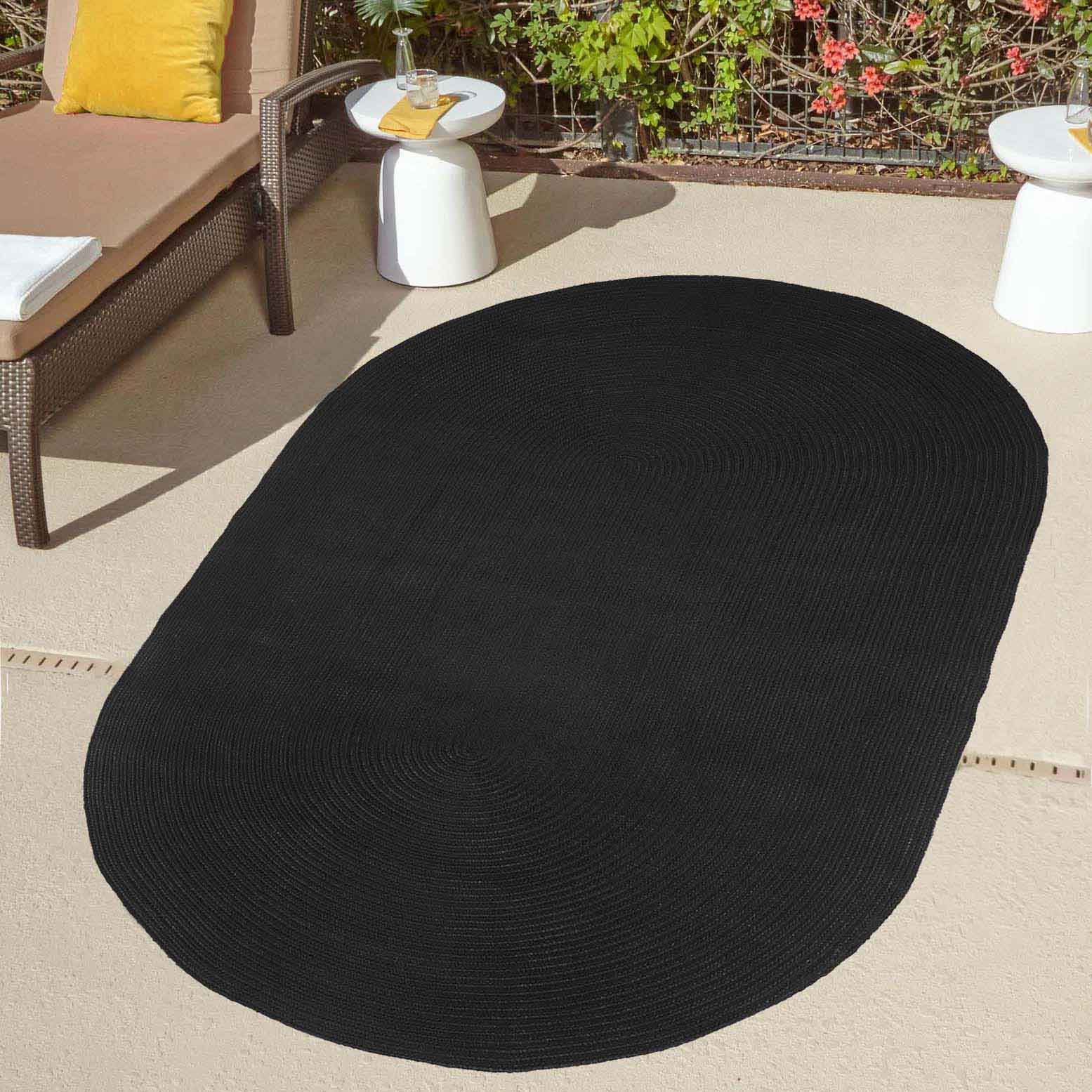Classic Braided Area Rug - Non-Slip Indoor/Outdoor Oval Rug for Living Room, Bedroom, Patio & Deck - Soft & Durable Home Decor