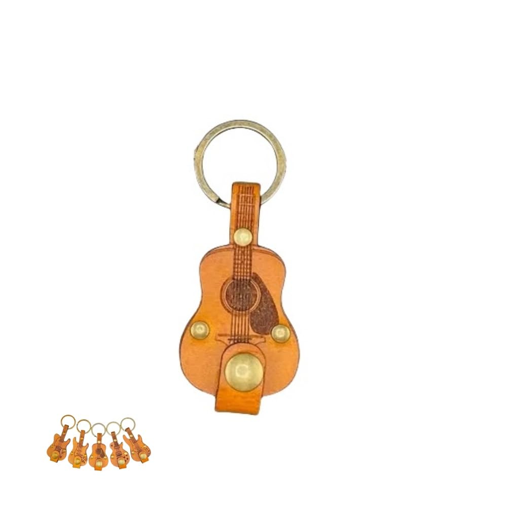 Premium Leather Guitar Pick Holder Keychain - Durable Guitar Pick Fob with Keyring - Perfect Christmas Gift for Guitarists & Musicians - Ideal for Practice, Gigs, and Music Lovers