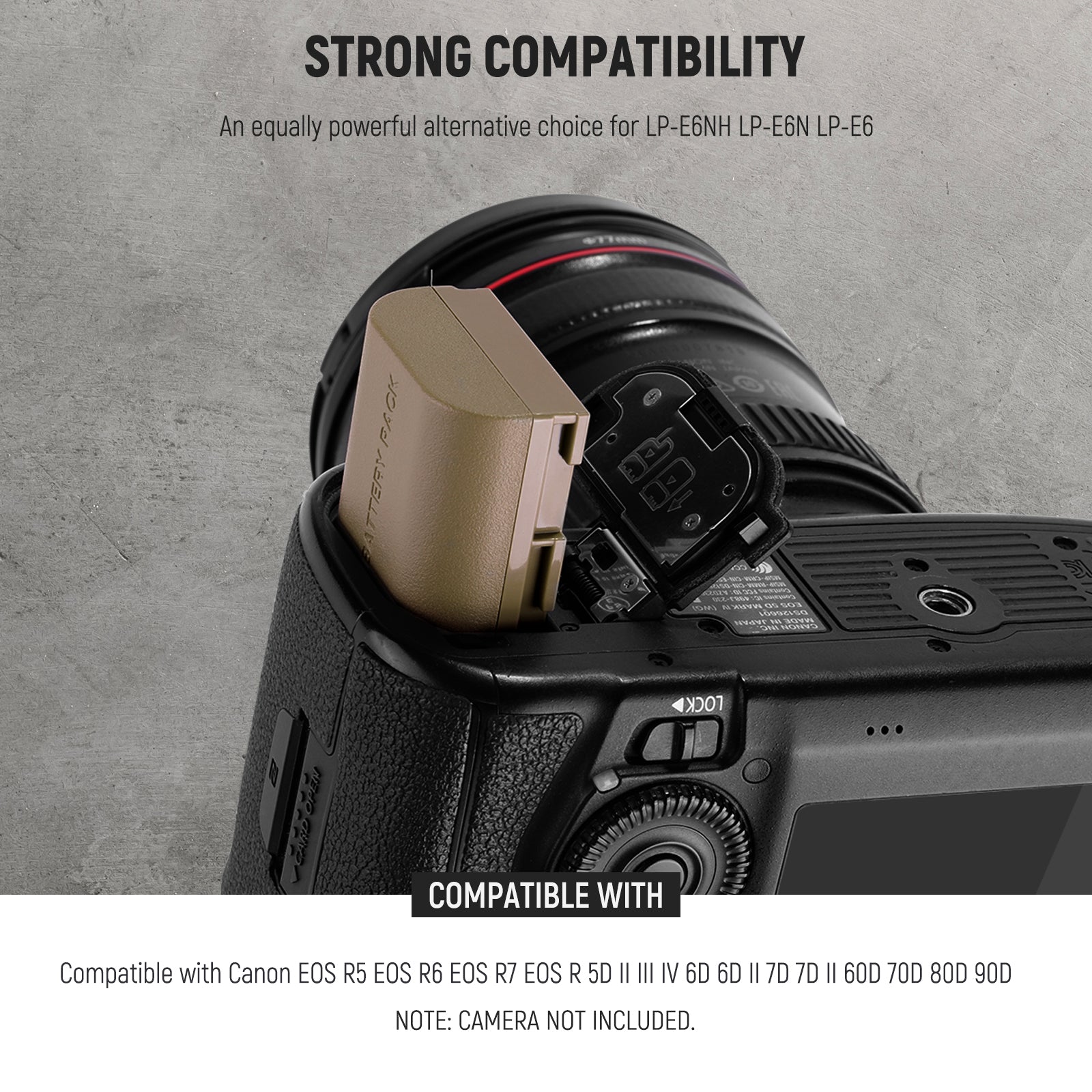 NEEWER LP-E6NH R6 II Rechargeable Battery for Canon Cameras - Compatible with EOS R5, R6, 5D, 7D, 80D - Perfect for Travel, Wedding & Outdoor Photography