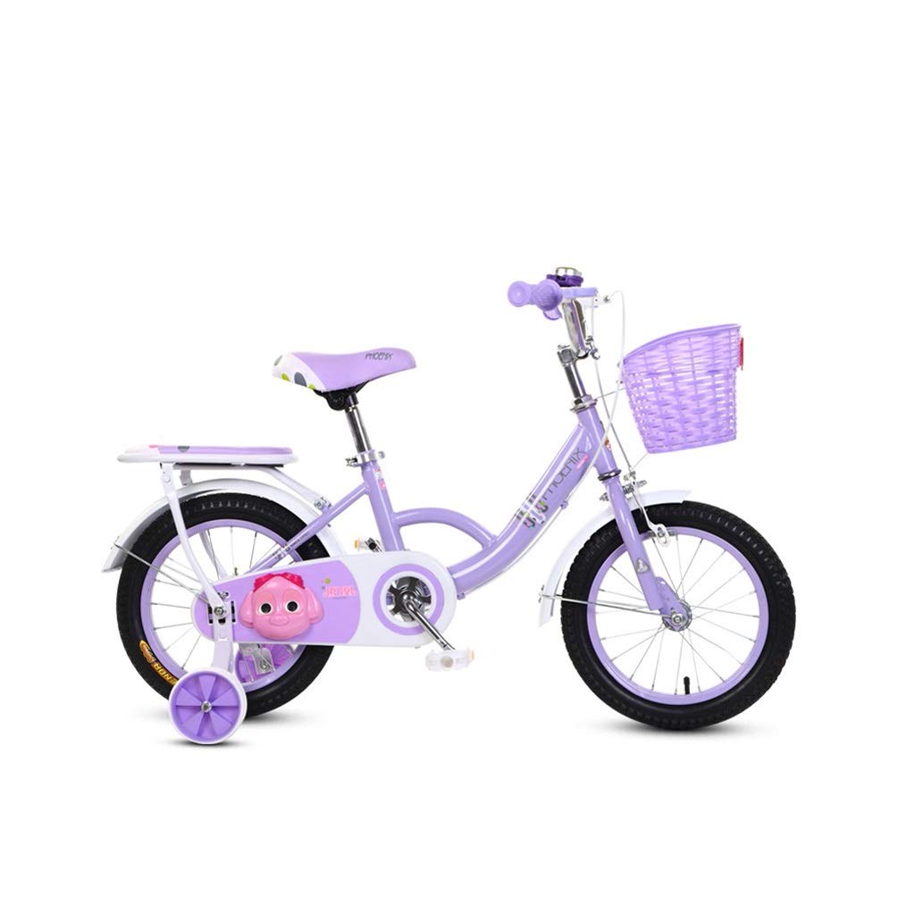 **16 Inch Purple Kids Bike for 2-7 Years Old - Adjustable Training Bicycle with Rear Seat & Storage Basket - Perfect for Park Rides, Neighborhood Cycling & Outdoor Family Fun**