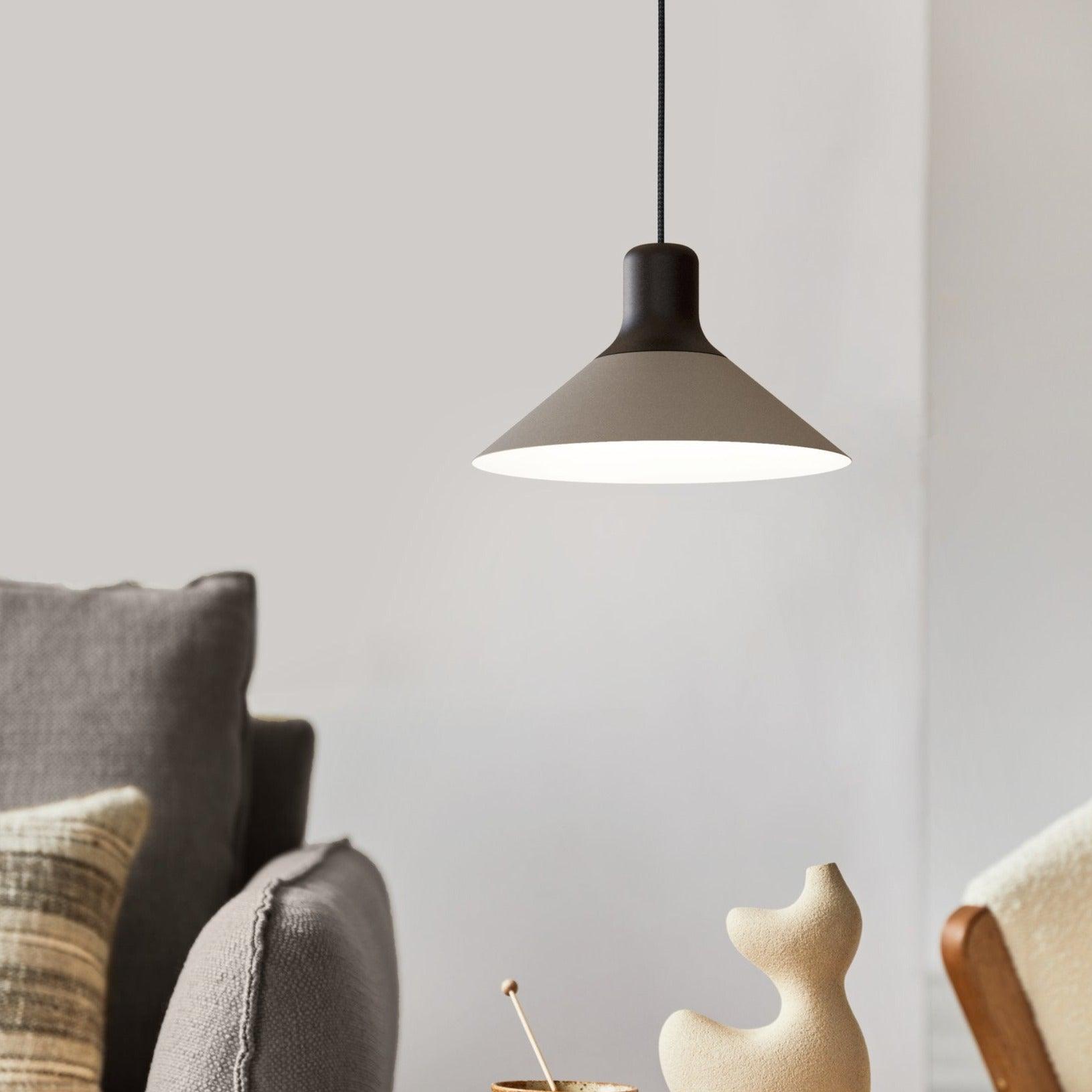 Eglo Abreosa Grey & Black Metal Conical Ceiling Pendant Light - Modern Industrial Fixture for Dining Room, Kitchen Island or Bedroom Lighting