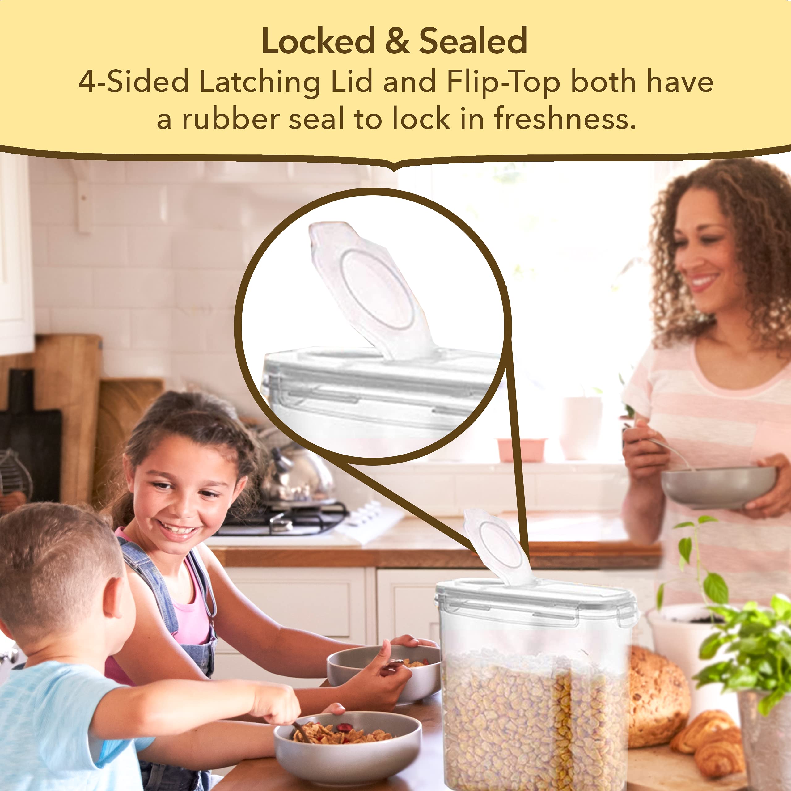 Simply Gourmet Cereal Storage Containers Set - 3 Airtight Food Canisters with Lids for Kitchen Pantry Organization | Perfect for Cereal, Flour, Sugar, Pasta & Dry Food Storage