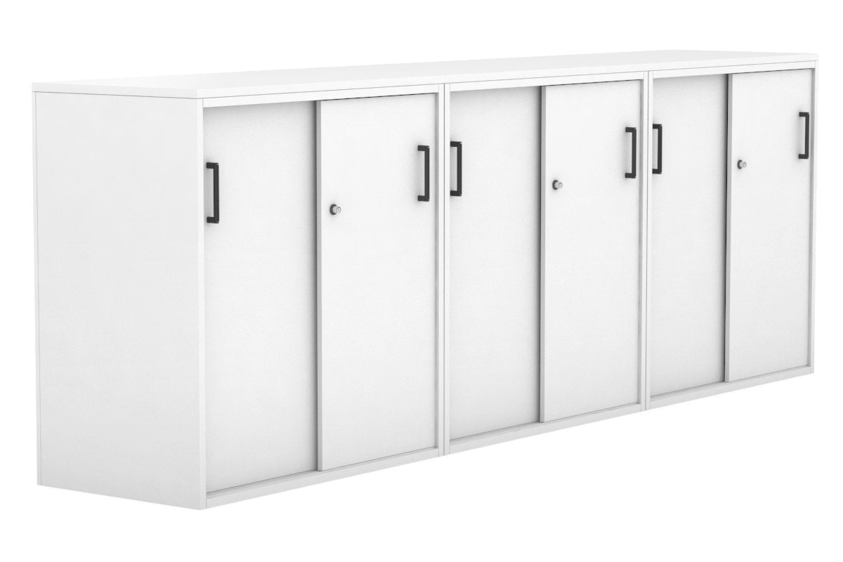 Modern 2400W x 900H x 450D Sliding Door Credenza for Office & Home - Medium Uniform Storage Cabinet with Smooth Gliding Doors - Perfect for Living Room, Bedroom or Entryway Organization