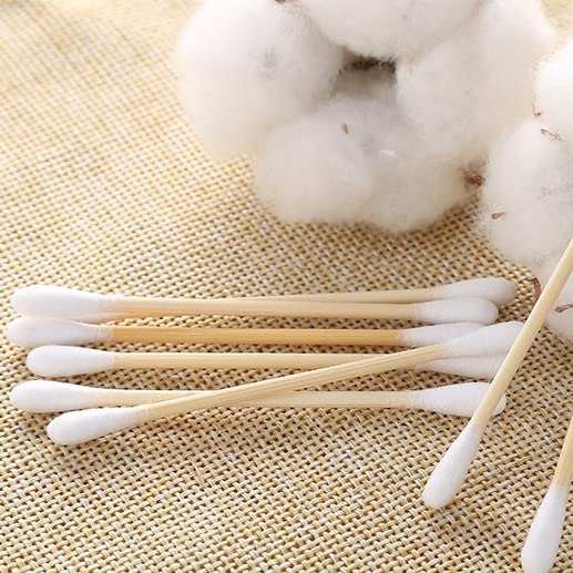 Anshri 500 Count Bamboo Cotton Swabs - 100% Natural Eco-Friendly Cotton Buds for Adults & Babies | Gentle Ear Cleaning, Makeup Application, First Aid & Crafting