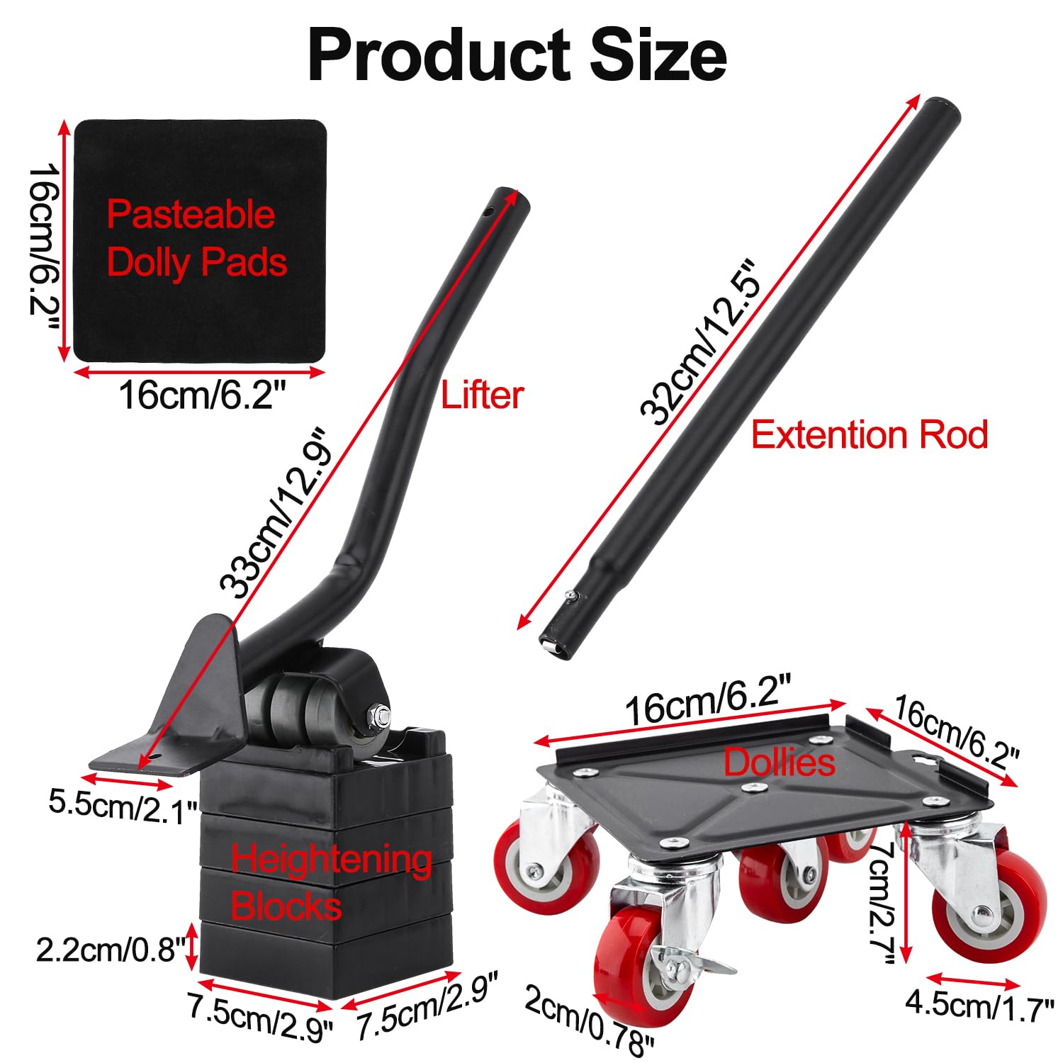 OCGIG 4-Pack Heavy Duty Furniture Mover with 5 Wheels - 1650LB Capacity Dolly Sliders for Moving Refrigerators, Sofas & Cabinets - Home Moving, Office Relocation & Warehouse Equipment
