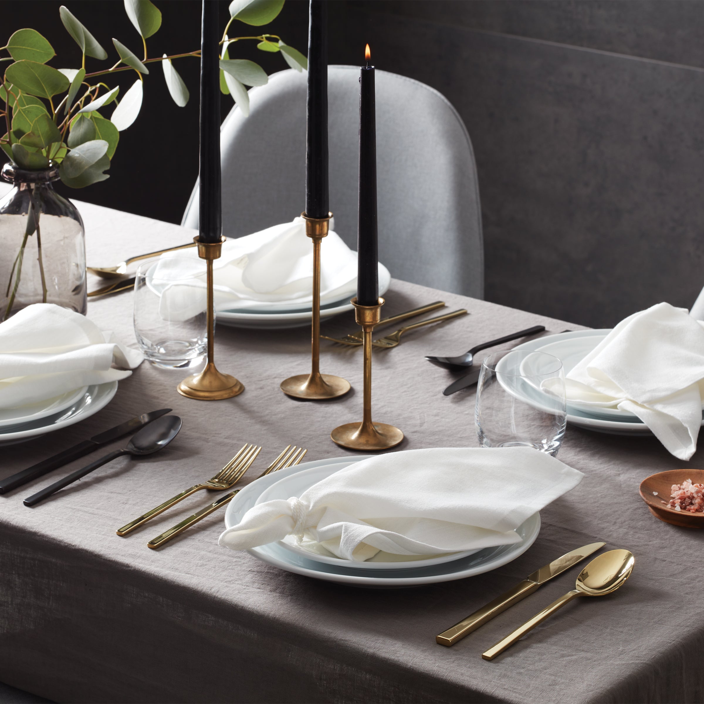 Allay Black Champagne 40-Piece Flatware Set - Premium Stainless Steel Silverware for Formal Dining, Wedding Gifts & Elegant Dinner Parties