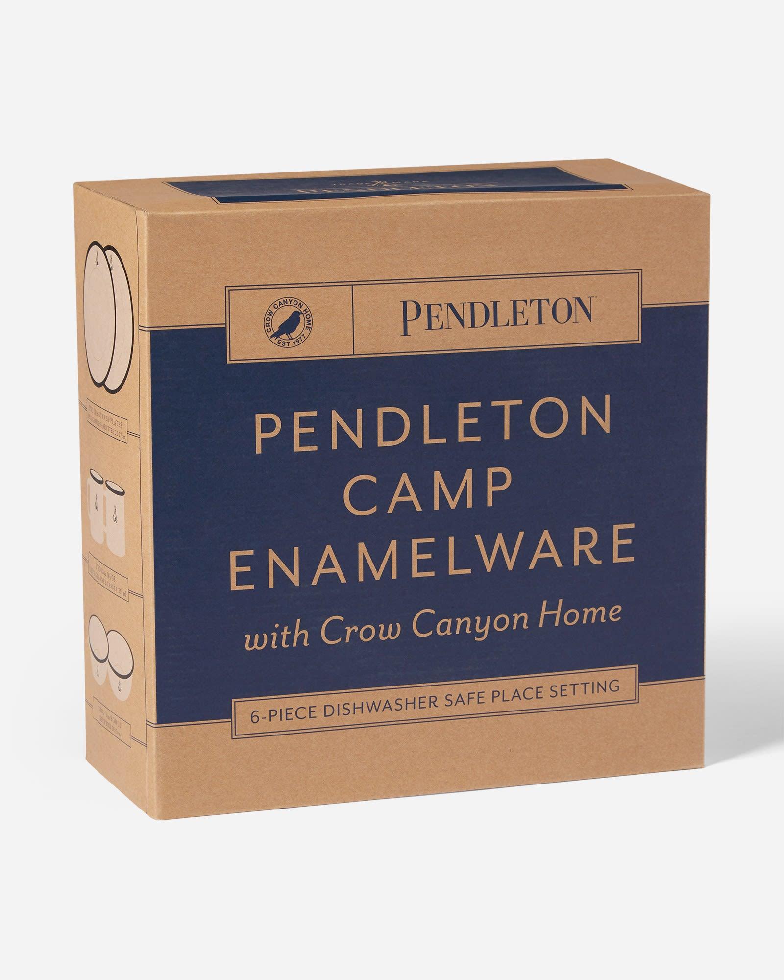 Vintage Style Enamelware Dishes - Tepee Camp Pendleton Collection | Durable & Lightweight for Camping, Picnics & Outdoor Adventures