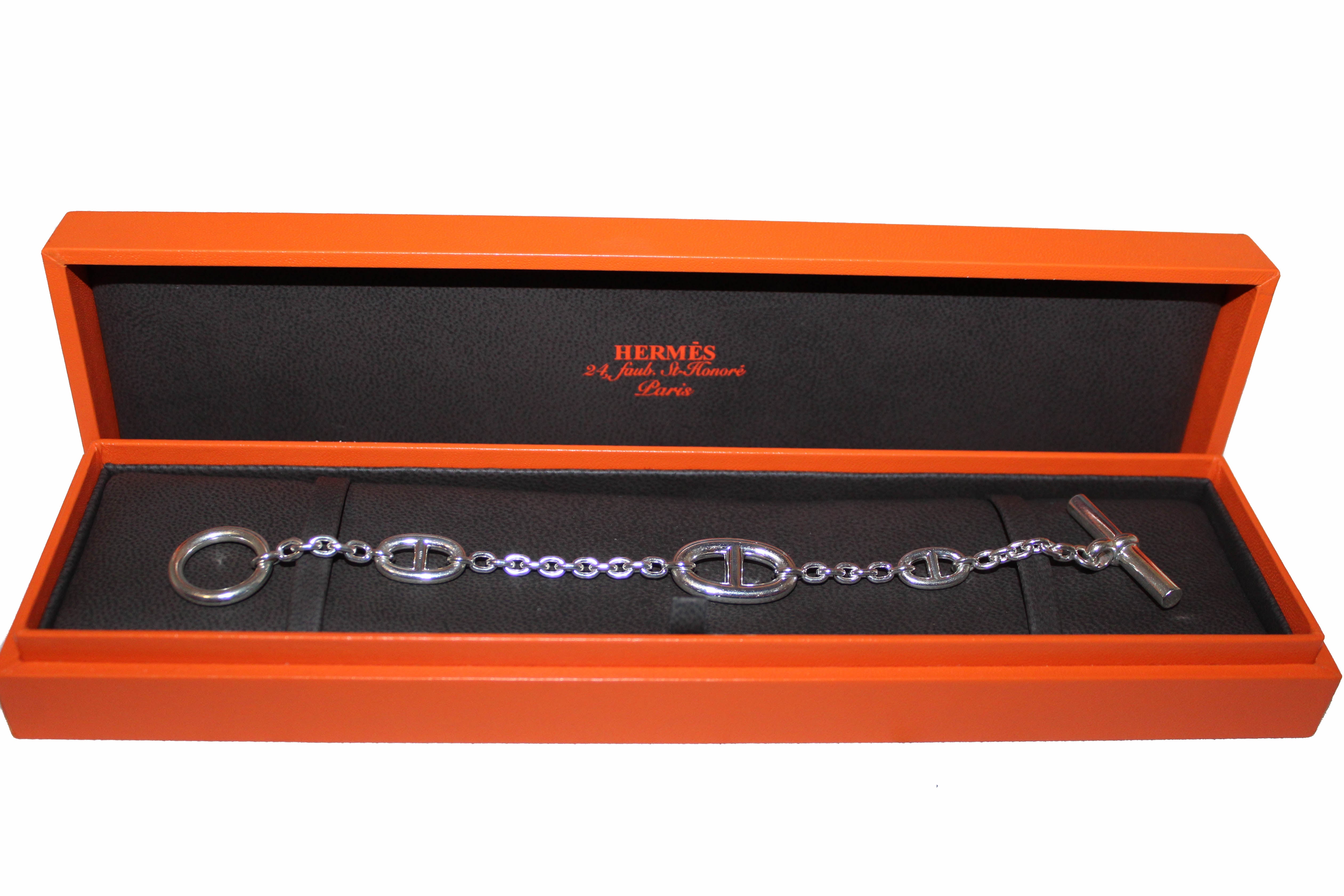 Authentic Hermes d'Ancre Sterling Silver Bracelet for Women - 925 Silver Anchor Design Luxury Jewelry Gift for Her - Perfect for Date Night, Anniversary & Special Occasions