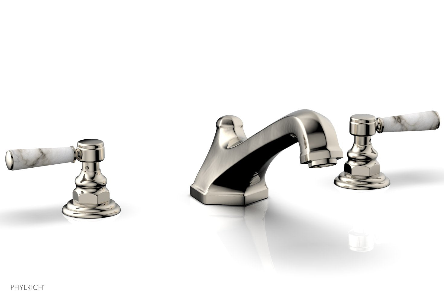 HEX TRADITIONAL Deck Tub Set with White Marble Lever Handles - 500 42 - Perfect for Outdoor Bathing and Relaxation in Your Backyard or Garden