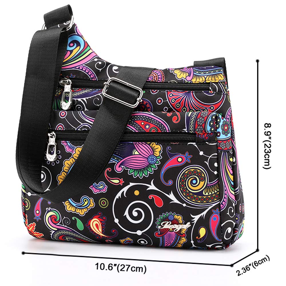 STUOYE Women's Nylon Crossbody Bag with Multiple Pockets - Lightweight Travel Shoulder Purse for Everyday Use, Shopping & Vacation