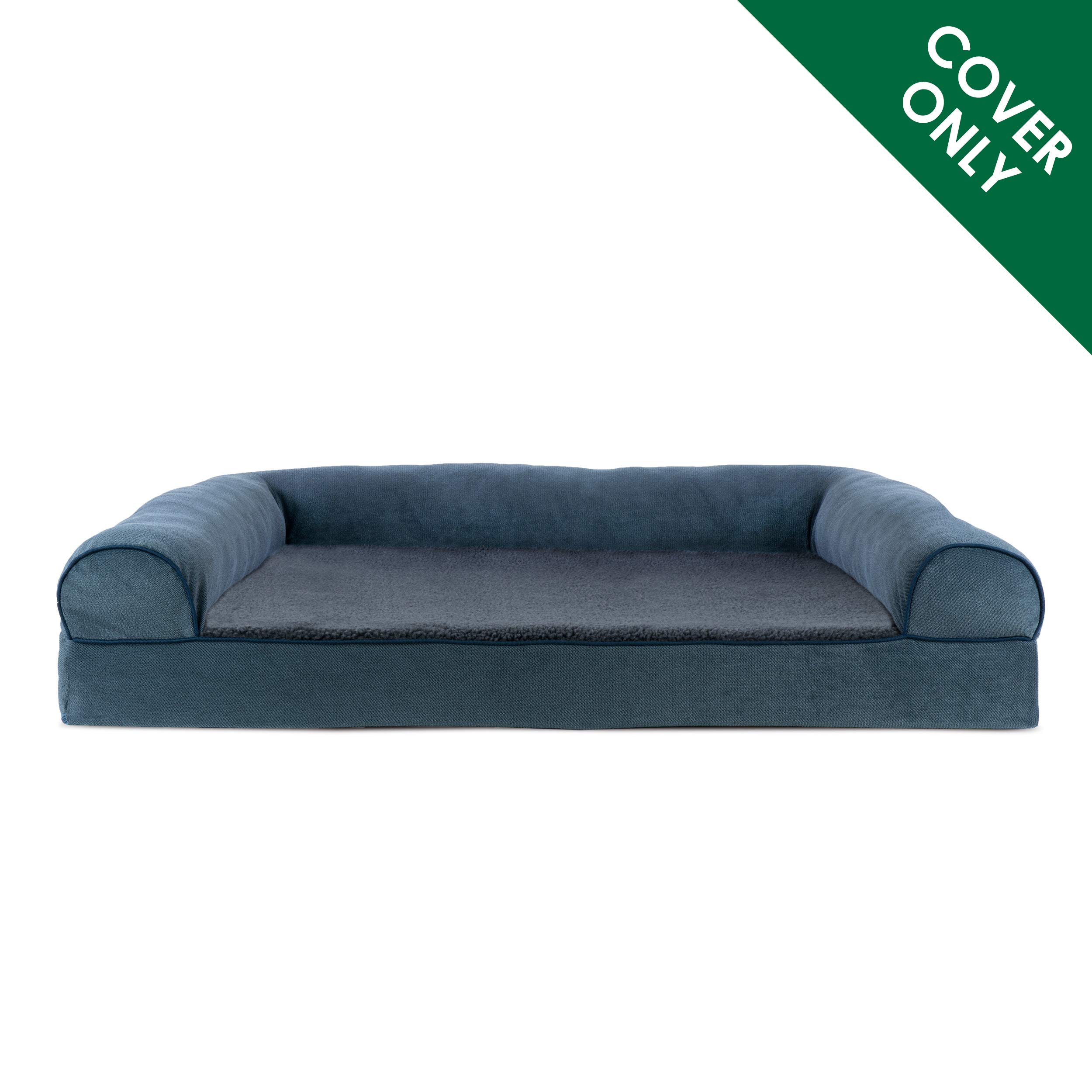 Furhaven Replacement Dog Bed Cover - Soft Sherpa & Chenille Sofa-Style Pet Bed Cover, Machine Washable, Orion Blue, Jumbo Plus (XX-Large) - Perfect for Large Dogs, Pet Sofas, and Cozy Home Decor
