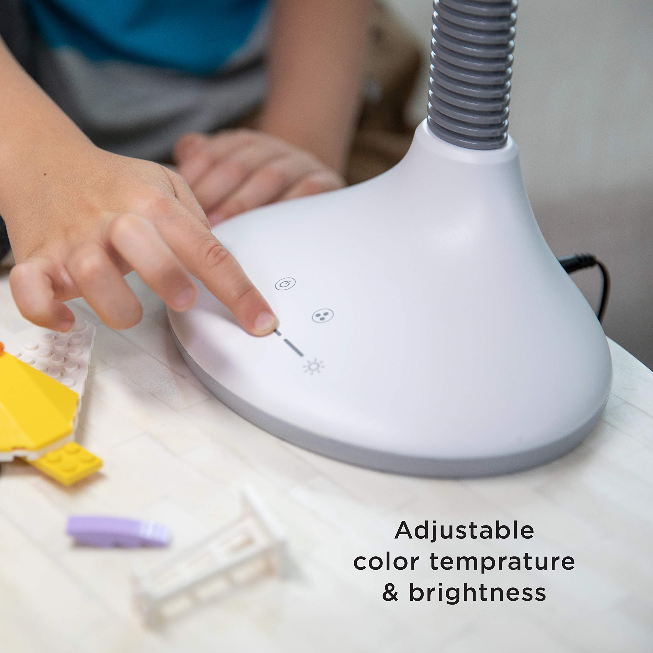 Verilux® SmartLight Full Spectrum LED Desk Lamp with Adjustable Brightness & Flexible Gooseneck - USB Charging Port, Eye Strain Relief for Reading, Artists, Crafts - Perfect for Home Office, Study & Workspace Lighting