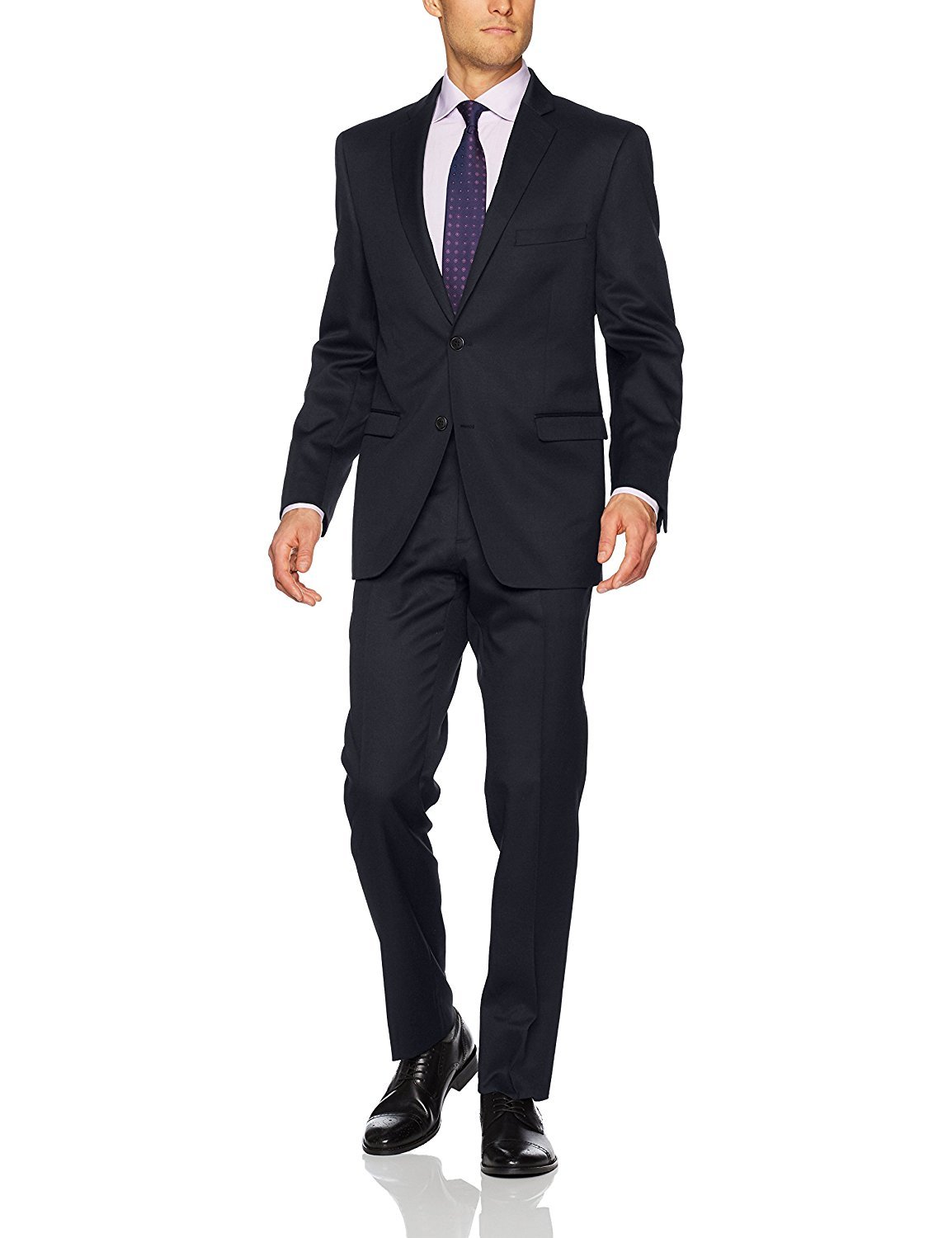 Adam Baker Men's Slim Fit 2-Piece Single Breasted Wool Suit - Professional Business & Wedding Attire - Classic Solid Colors for Office, Interviews & Formal Events