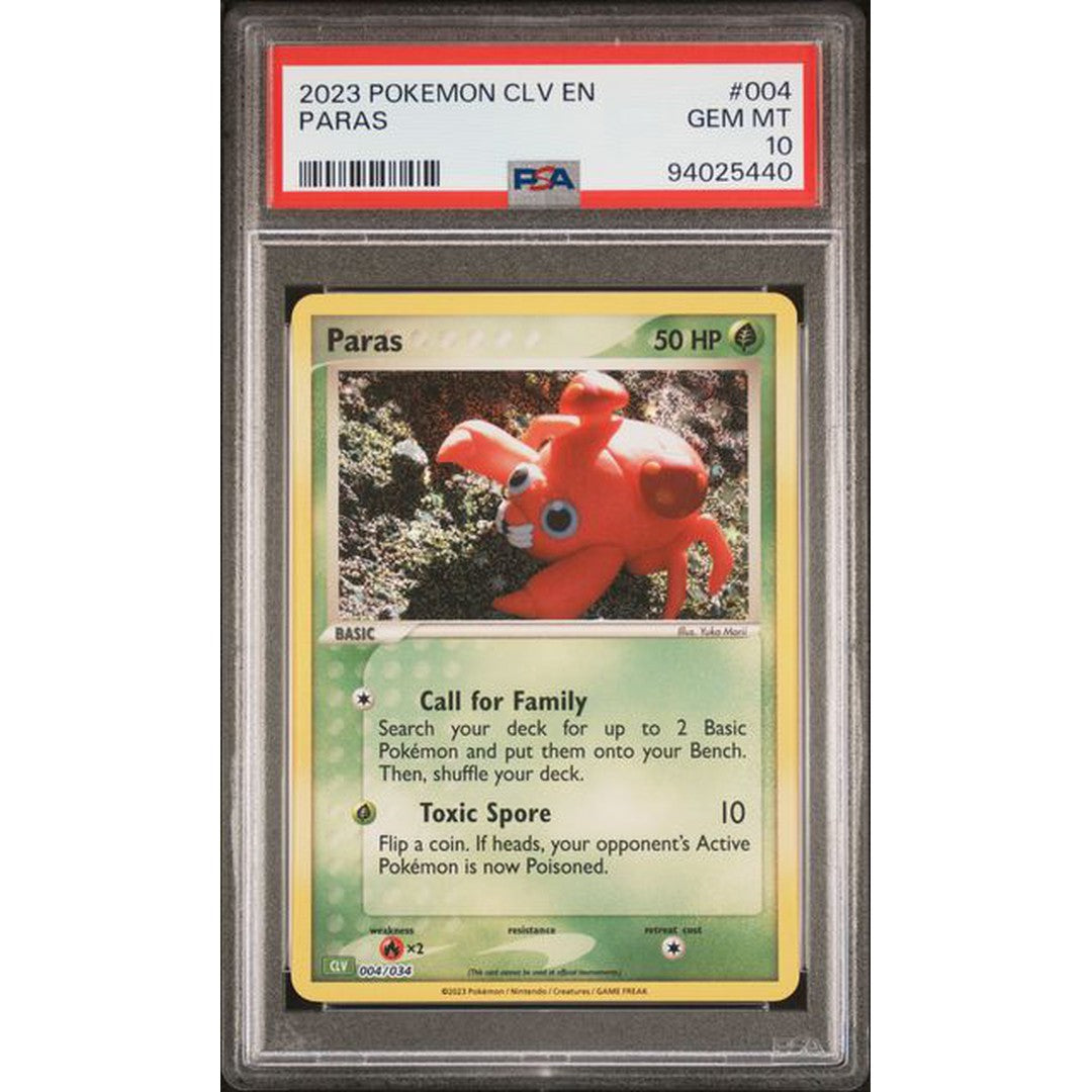 2023 Pokemon Classic Collection Paras 004/034 PSA 10 Graded Card - Rare Collectible for Trading Card Game Enthusiasts & Investment