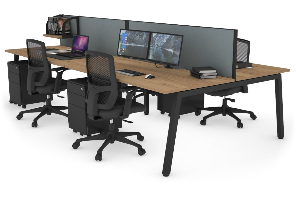 Quadro 4-Person Office Workstation Desk - 1200L x 800W with Cable Management Scallop - Perfect for Collaborative Workspaces, Team Meetings & Open Office Environments
