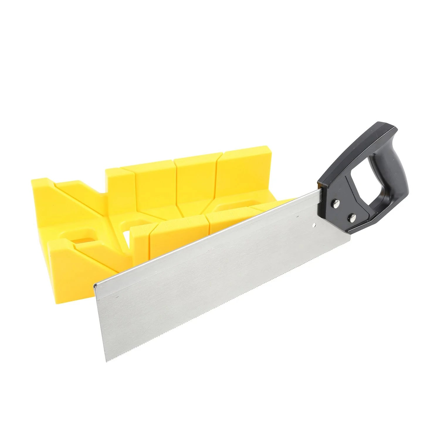 GreatNeck 12 Inch Miter Box with 14 Inch Back Saw - Reinforced Steel Back Saw for Precise Wood Cutting | Includes Degree Cutting Guide (BSB14) | Perfect for DIY Projects, Carpentry & Home Renovations