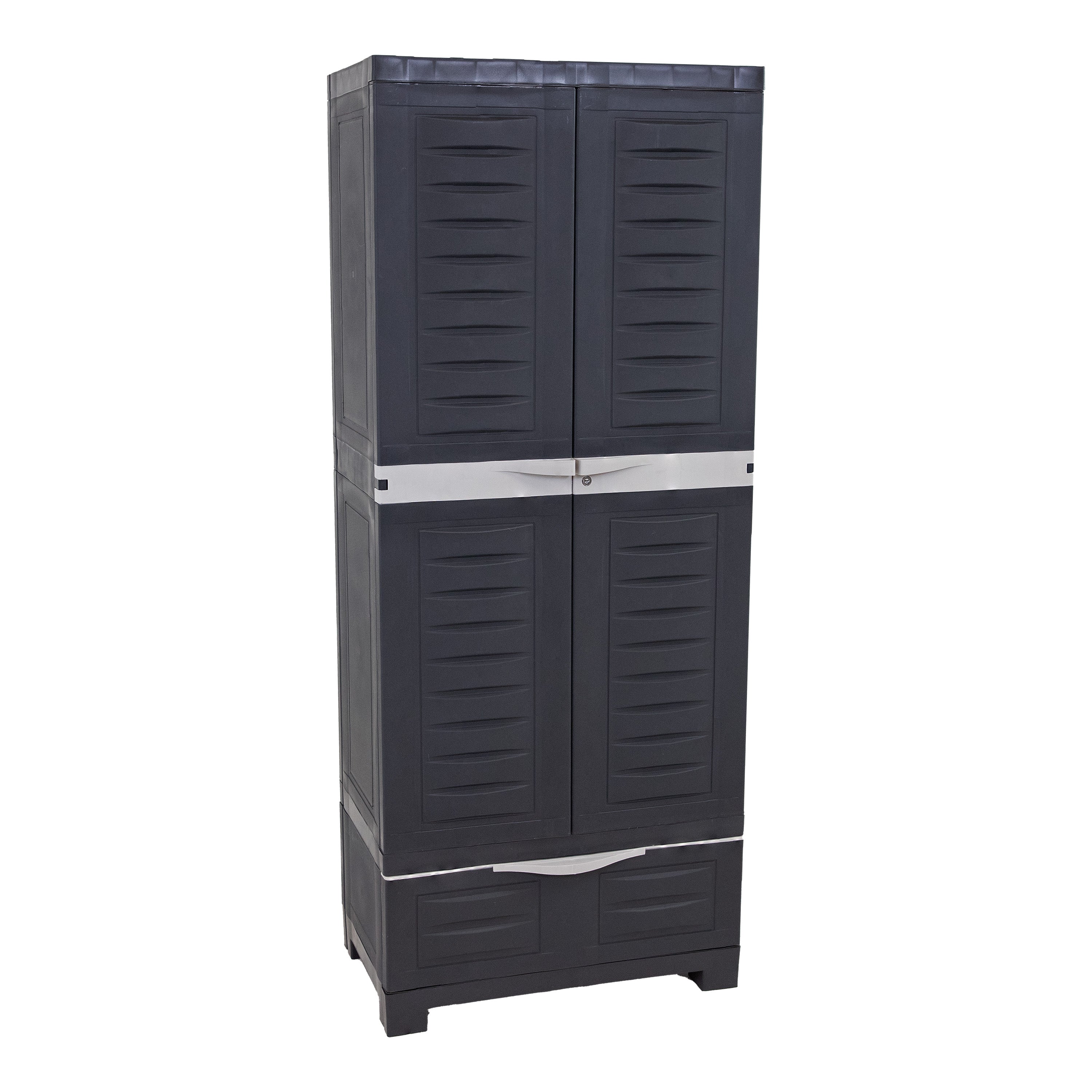 Sunnydaze 3-Shelf Plastic Lockable Storage Cabinet 57.5