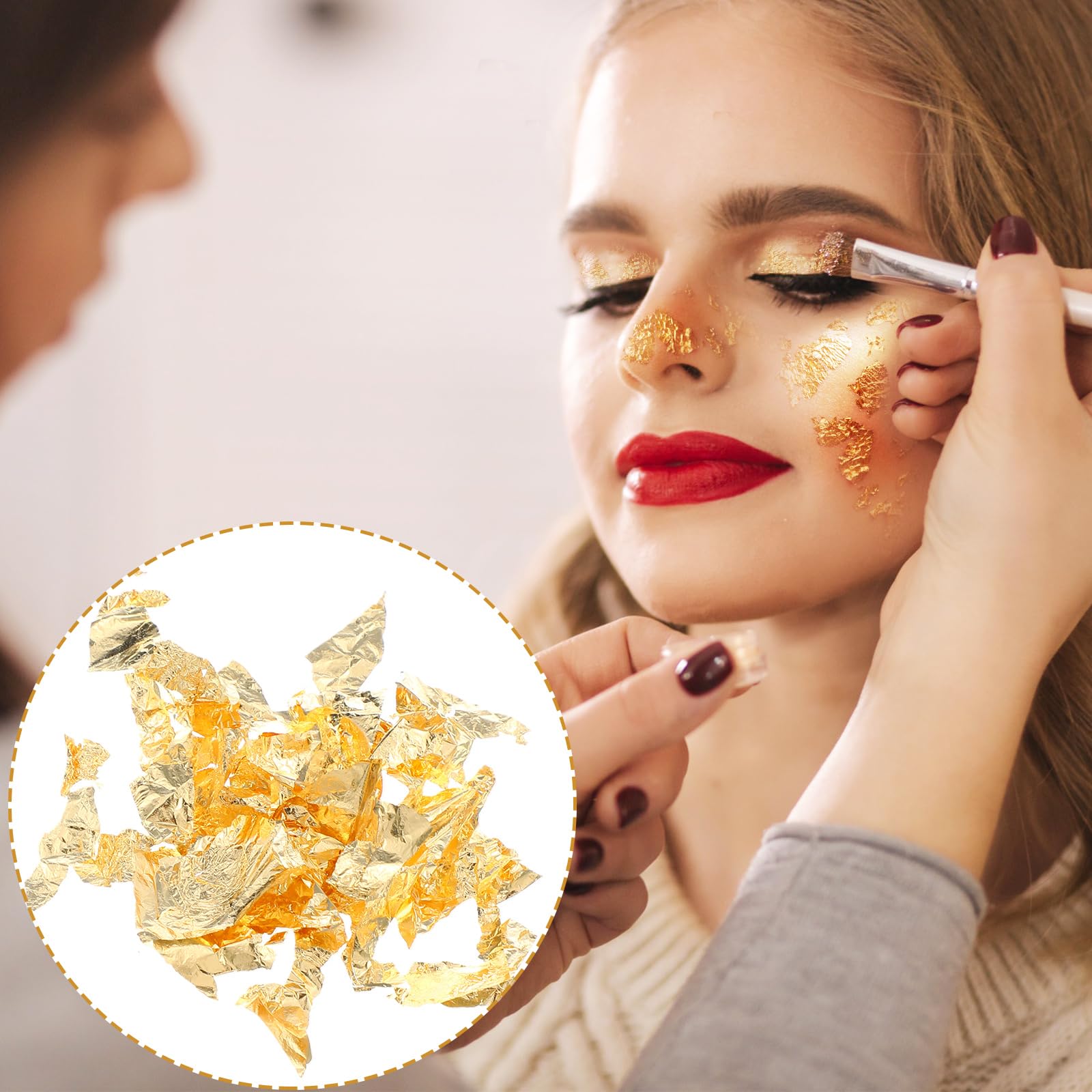 Premium 1000 Sheets Imitation Gold Leaf Foil - 5.5x5.5 Inch (14x14cm) Gold Foil Paper for DIY Gilding, Painting, Furniture Decoration & Craft Projects - Perfect for Art, Home Decor, Wedding Invitations & Scrapbooking