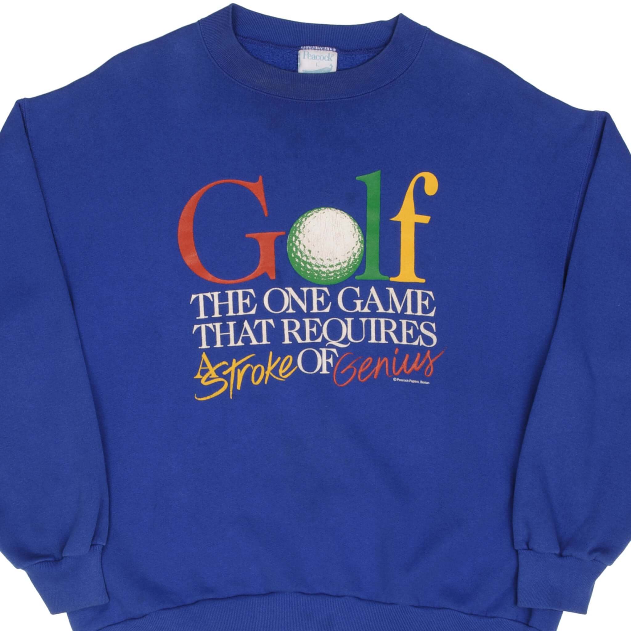 Vintage 1980s Peacock Golf Sweatshirt - Made in USA - Size Large - Retro Athletic Wear for Golf Enthusiasts & Vintage Collectors