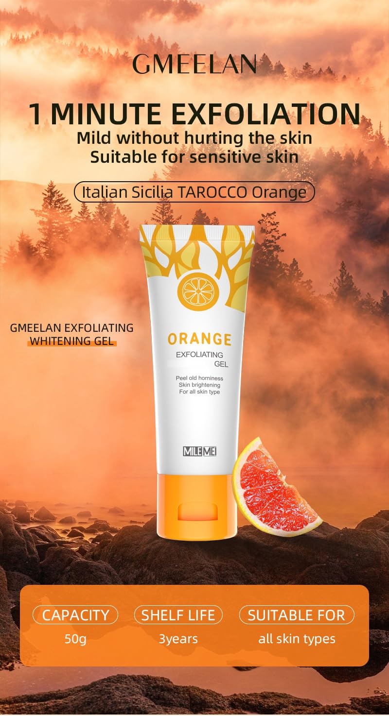 2 Pack Orange Exfoliating Gel for Face & Body - Deep Cleansing Scrub with Moisturizing Properties | Gentle Skin Renewal for Daily Skincare Routine & Spa Treatments