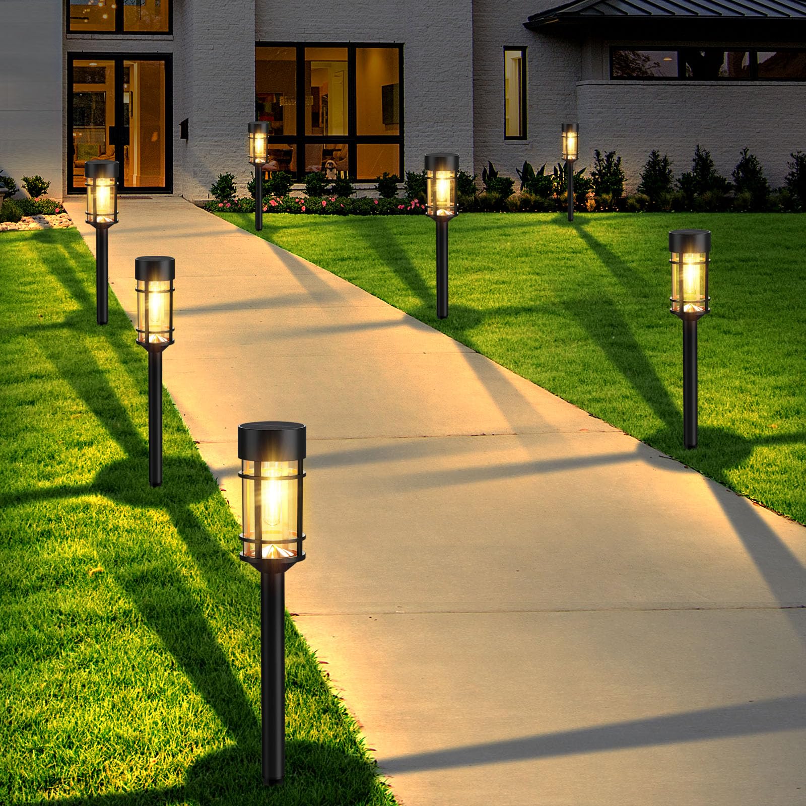 8 Pack Solar Pathway Lights - LED Garden Lights for Lawn, Yard & Walkway | 12Hrs Lighting